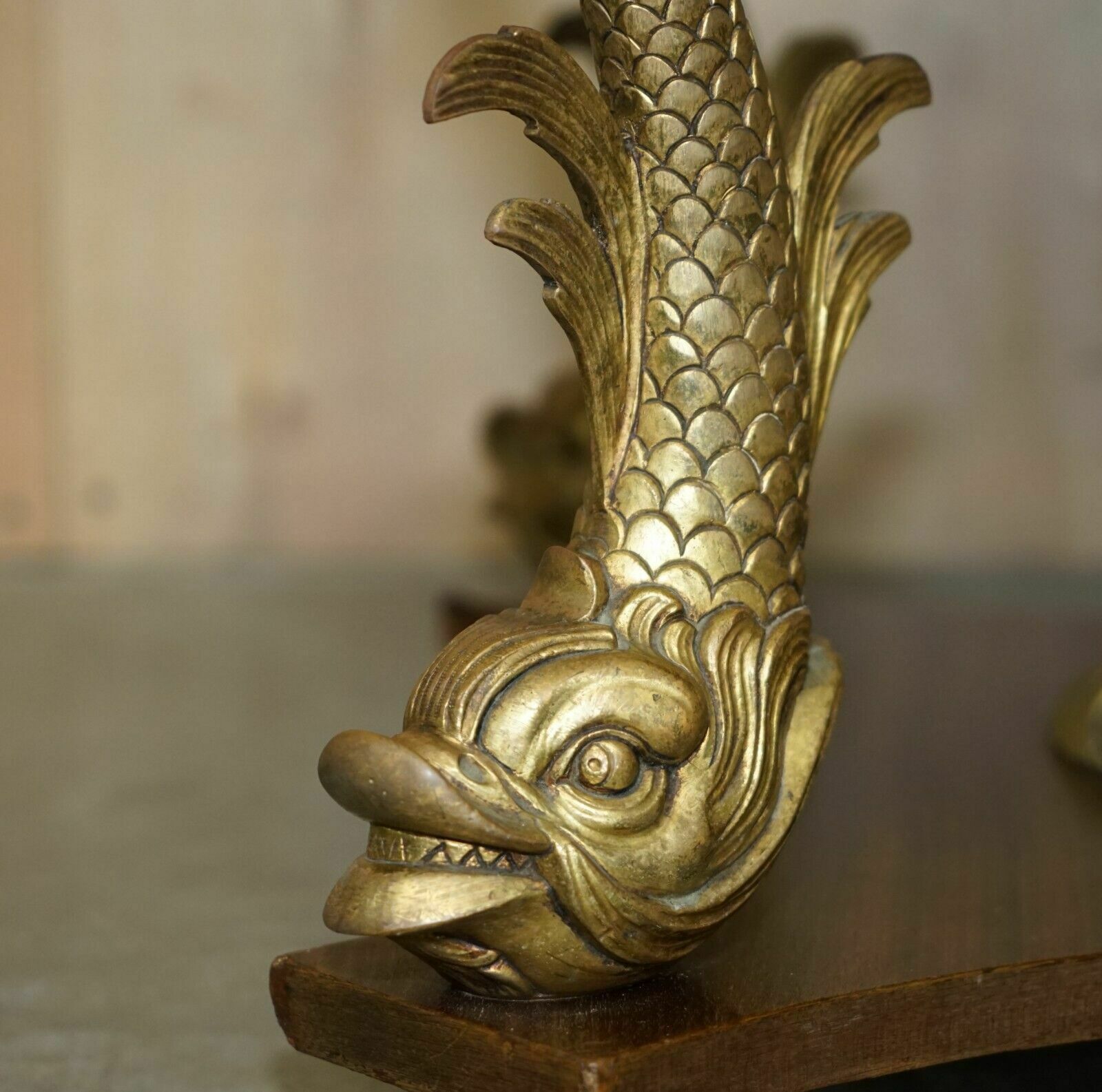 Very Fine 19th Century Gilt Brass Dolphin Italian Carrara Marble Coffee Table photo vintage