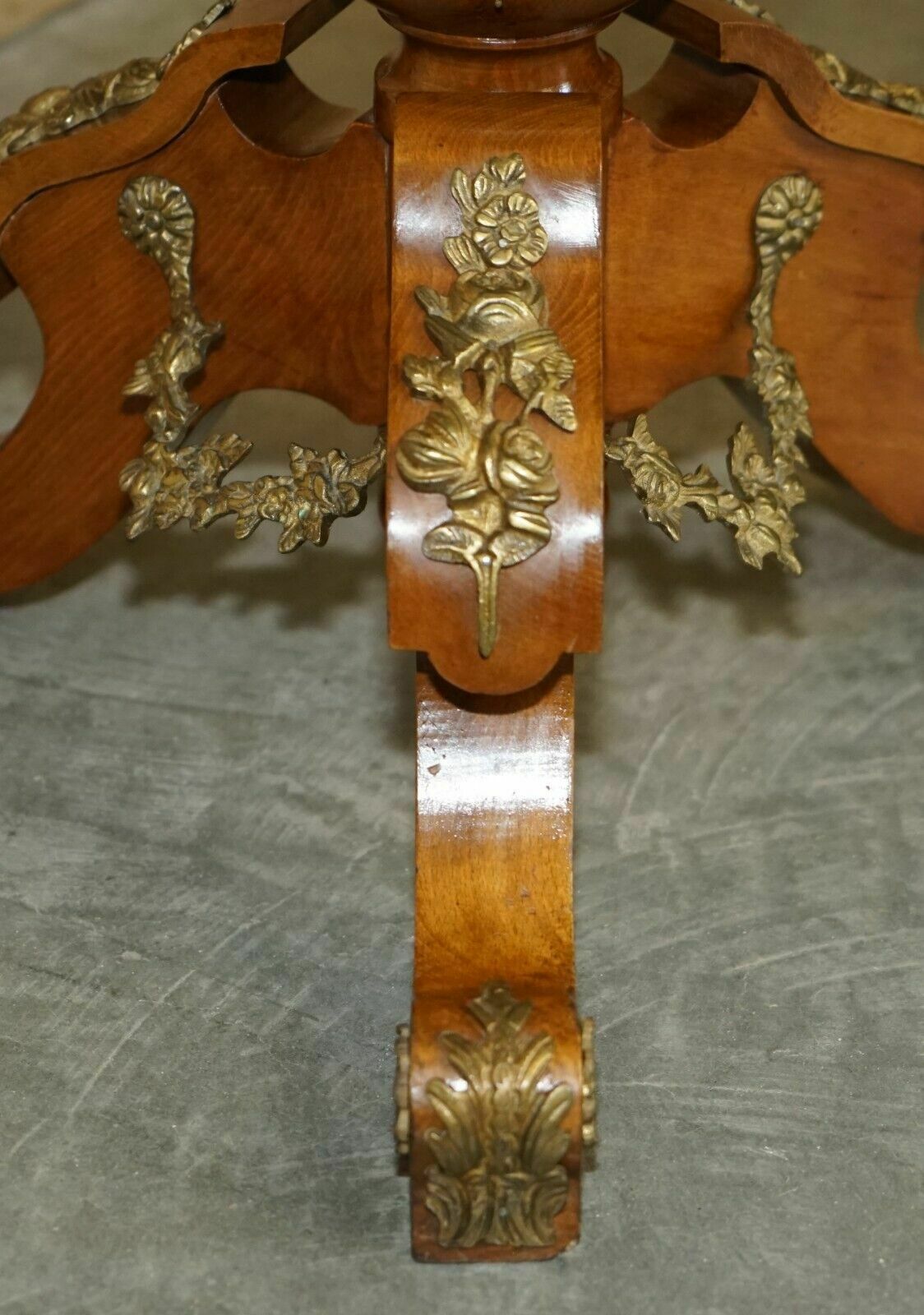 photo buy Pair Of Antique French 1880 Burr Walnut, Gilt Brass Green Marble Side End Tables