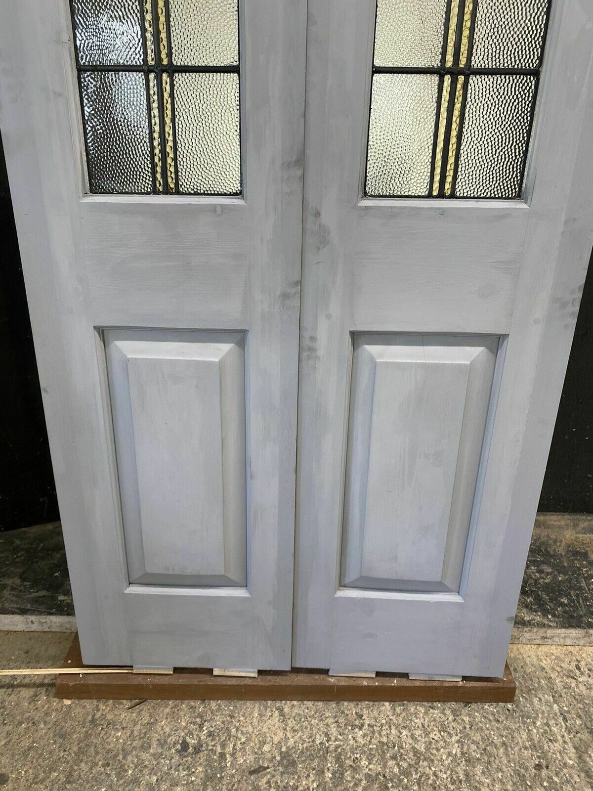 Edwardian Stained Glass Doors Antique Period Reclaimed Old French Double Leaded photo 1711.0