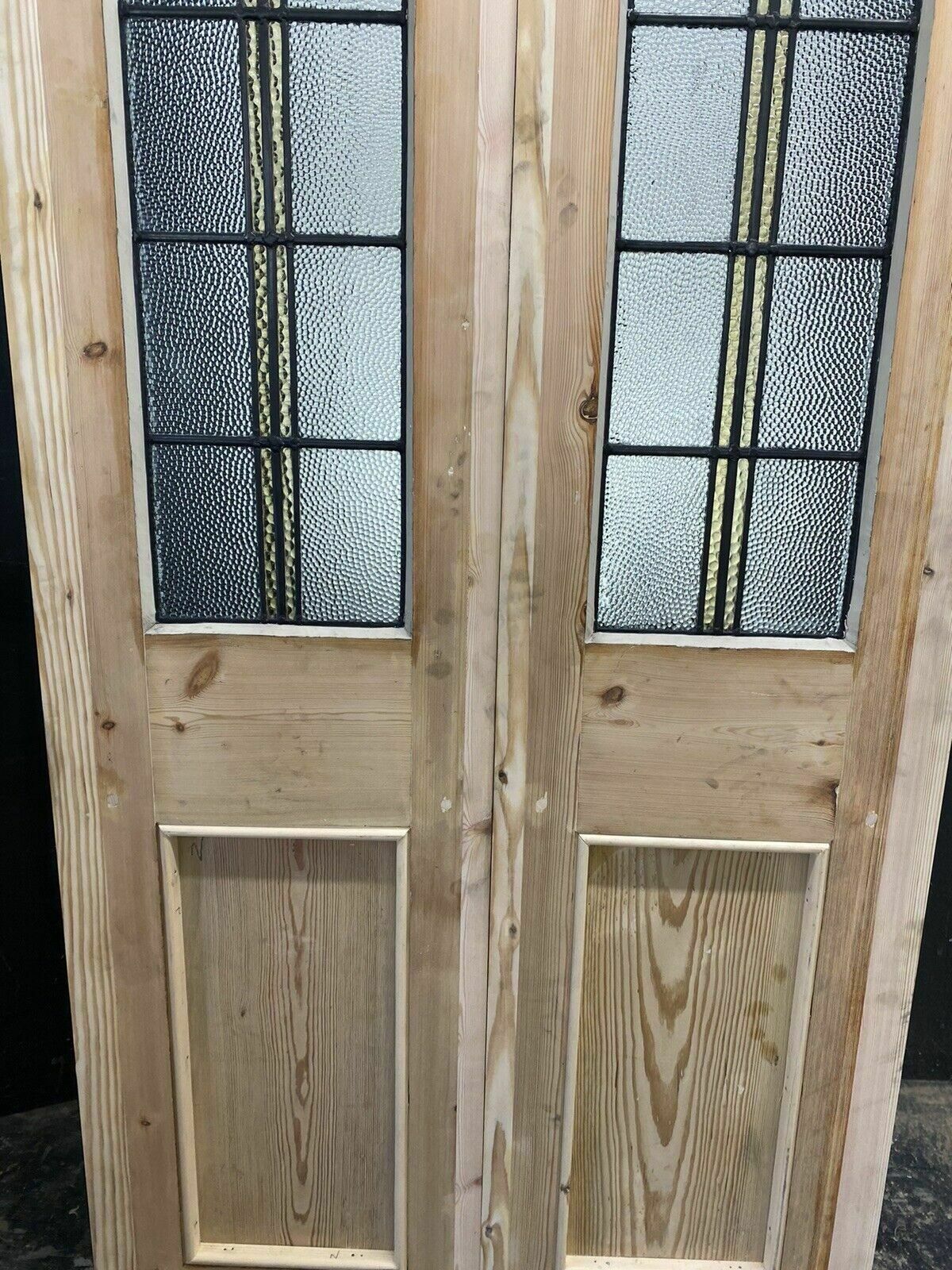 photo for sale Edwardian Stained Glass Doors Antique Period Reclaimed Old French Double Leaded