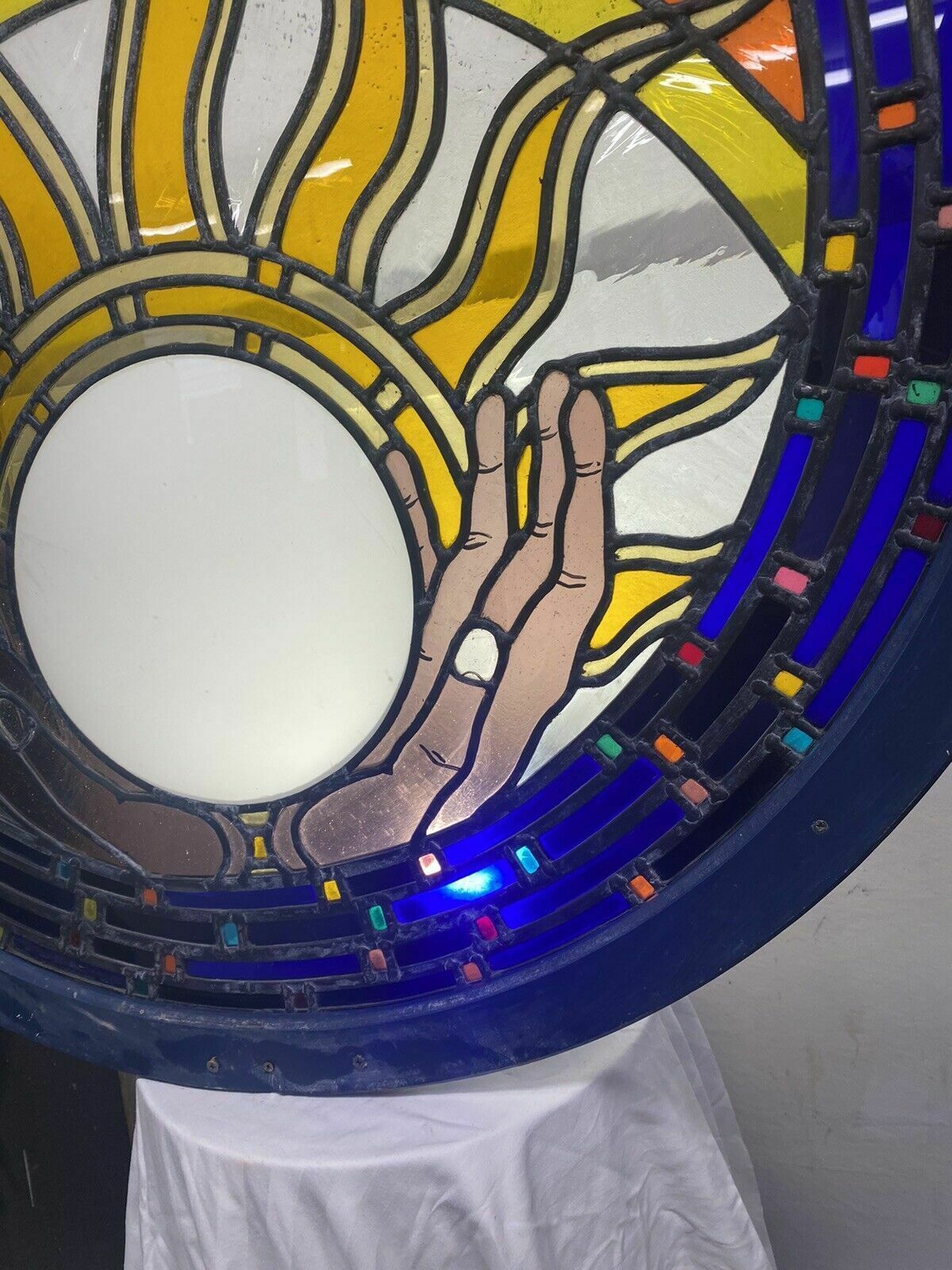 Large Stained Glass Window Panel Lead Wood Unique Old Spiritual Healing Feature photo vinterior