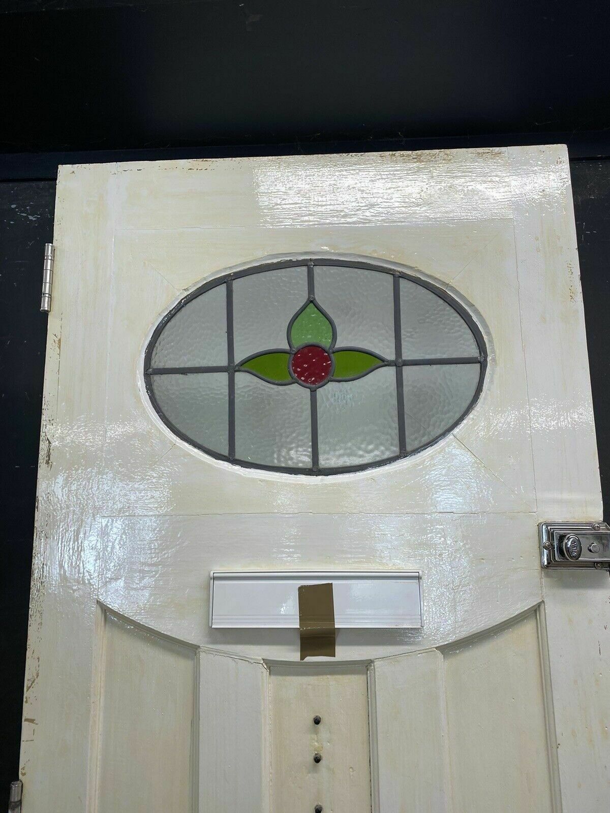Art Deco Stained Glass Front Door Period Old Reclaimed Antique 20 30 Wood Leaded photo vintage