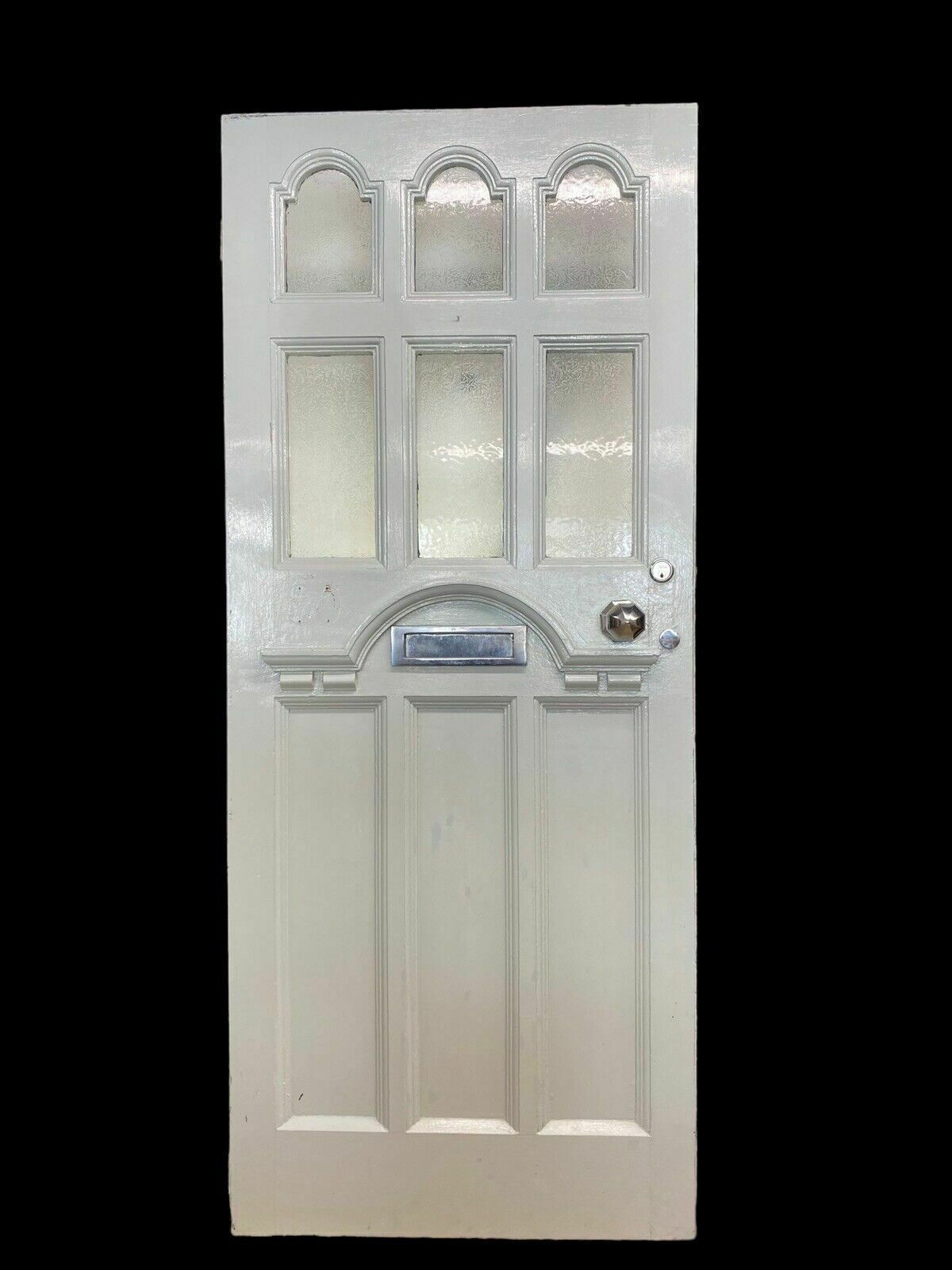 Edwardian Front Door Period Etched Glass Old Reclaimed Antique Wood Pine Classic
