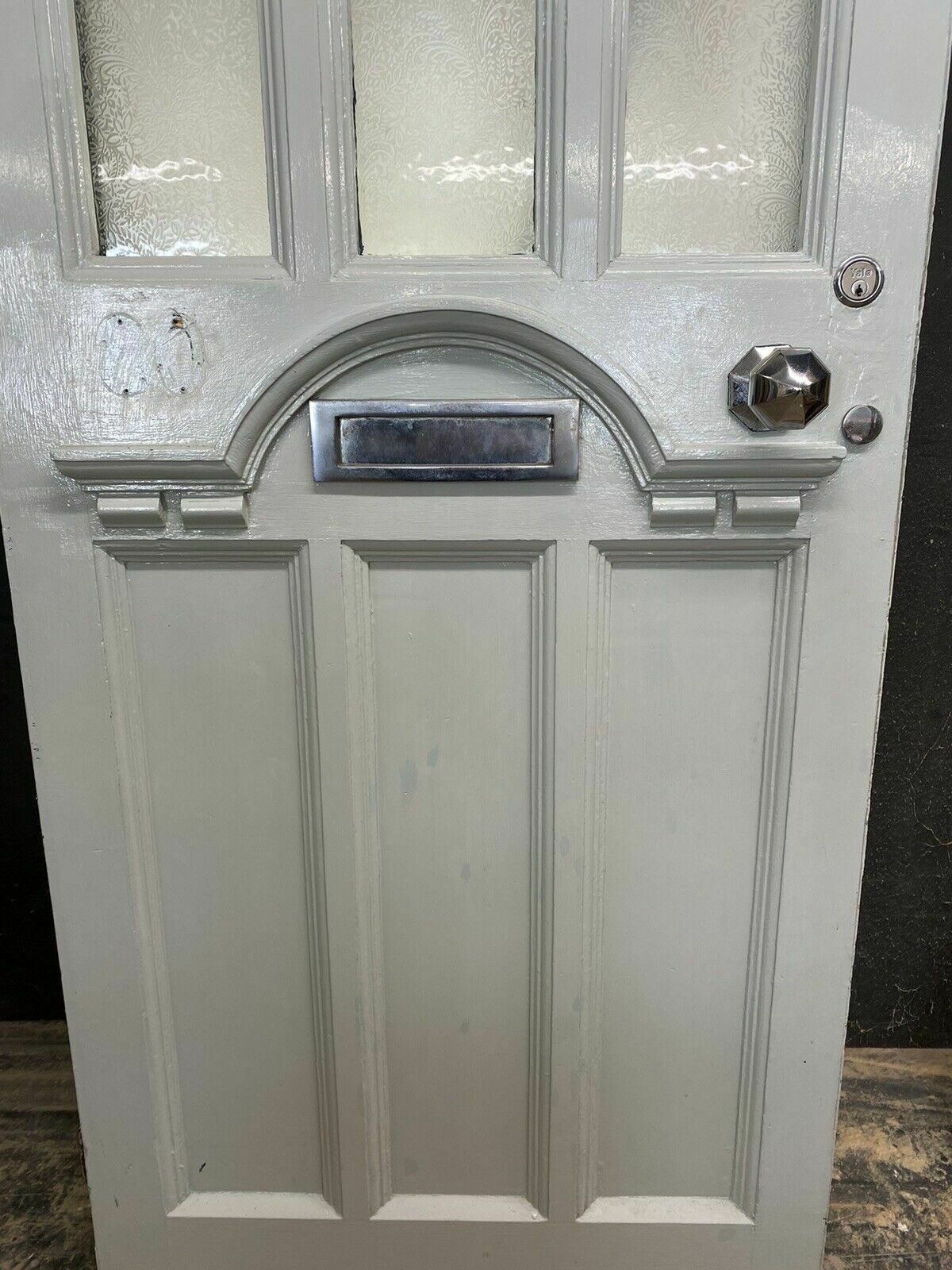Edwardian Front Door Period Etched Glass Old Reclaimed Antique Wood Pine Classic photo Home Fixtures