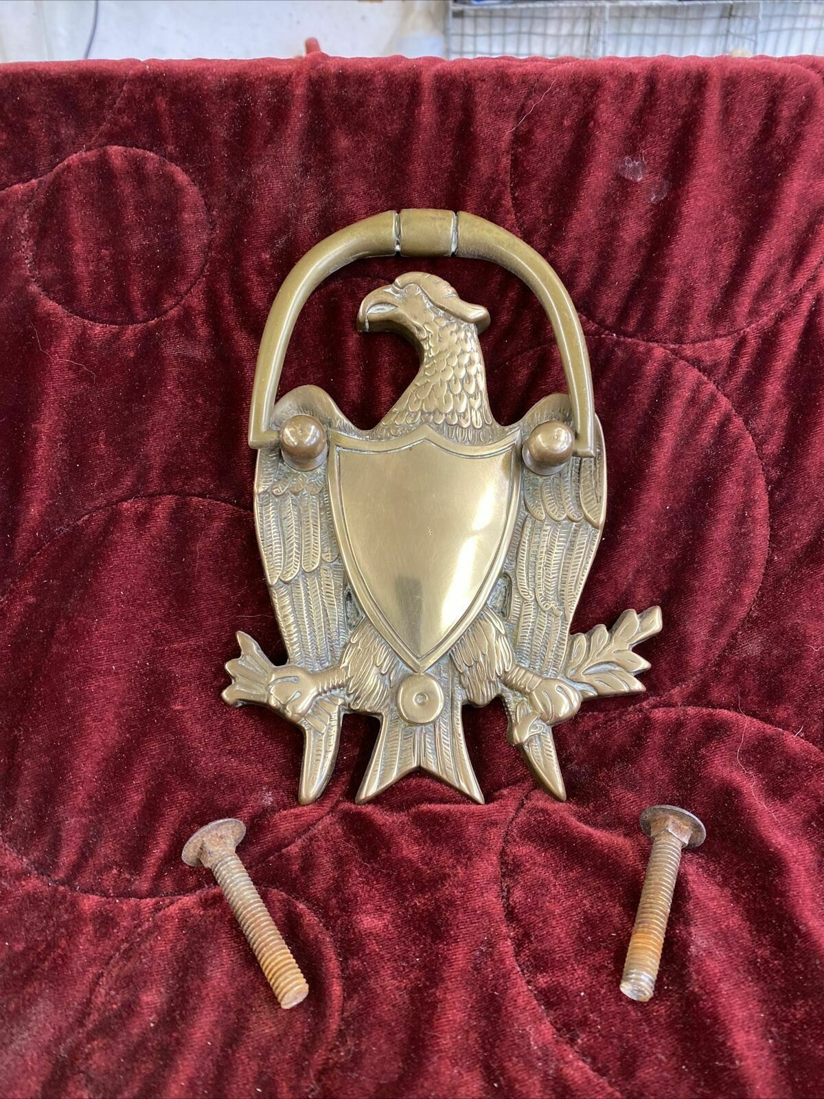 Large Solid Brass Door Knocker Period Front Door Reclaimed Salvaged Metal Rare photo furniture