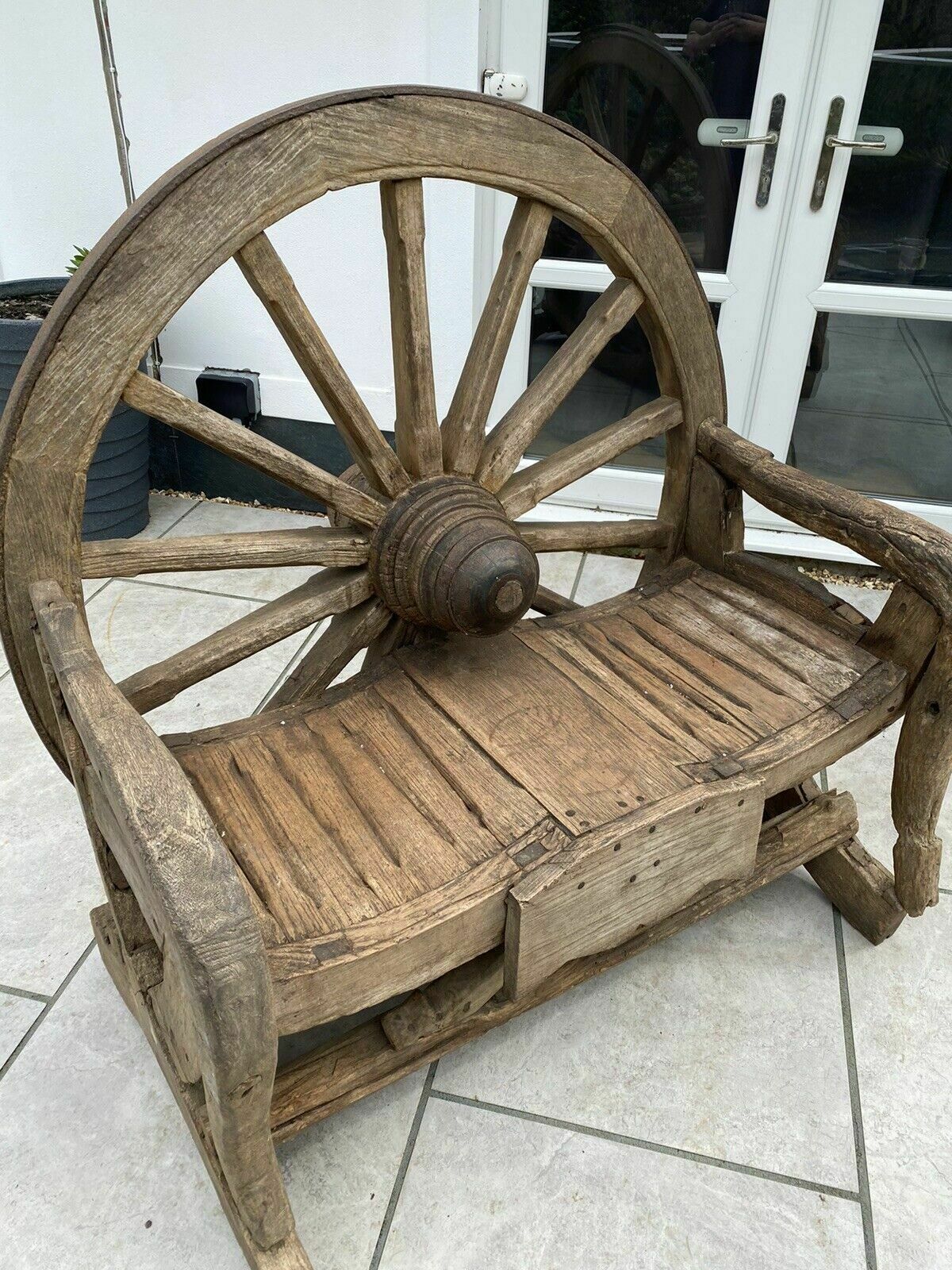 Antique Bench Cartwheel Plough Garden Patio Reclaimed Period Architectural Rare photo furniture