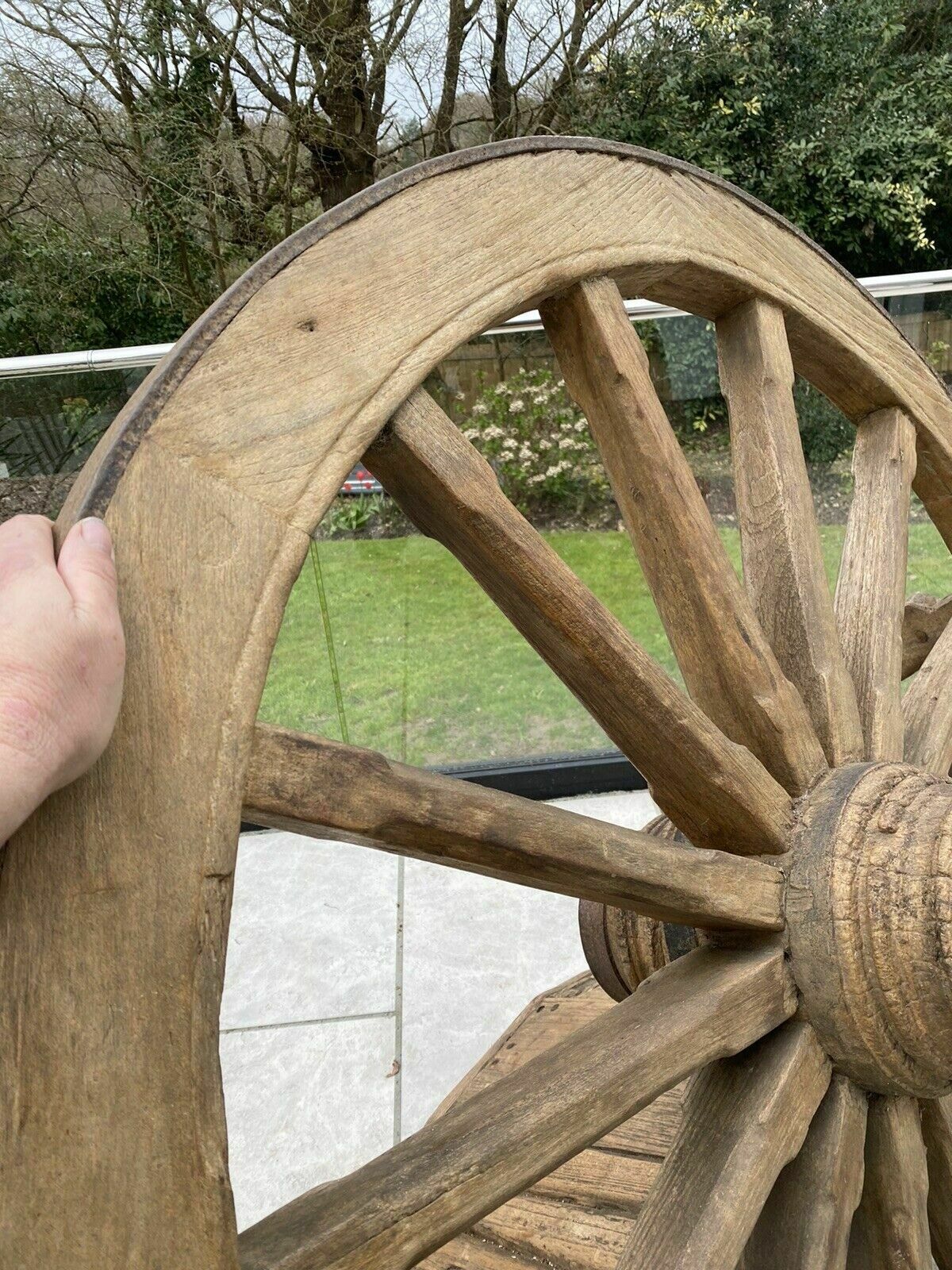 Furniture Antique Bench Cartwheel Plough Garden Patio Reclaimed Period Architectural Rare photo