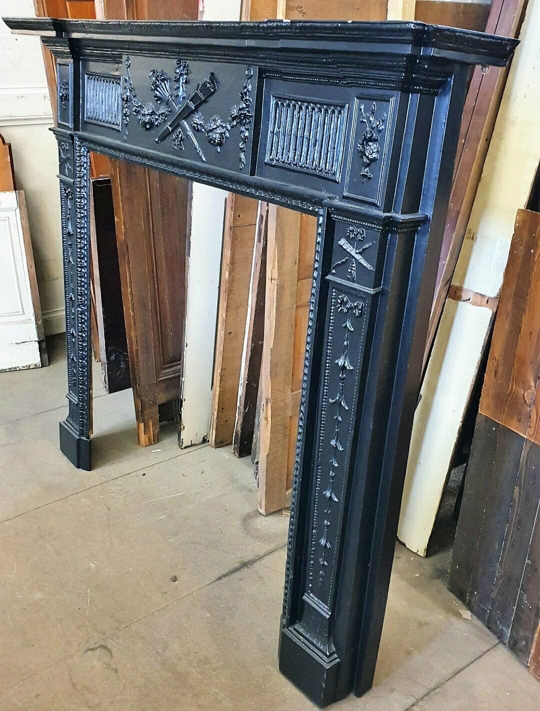 Original Painted Pine And Gesso Fireplace Mantel photo furniture