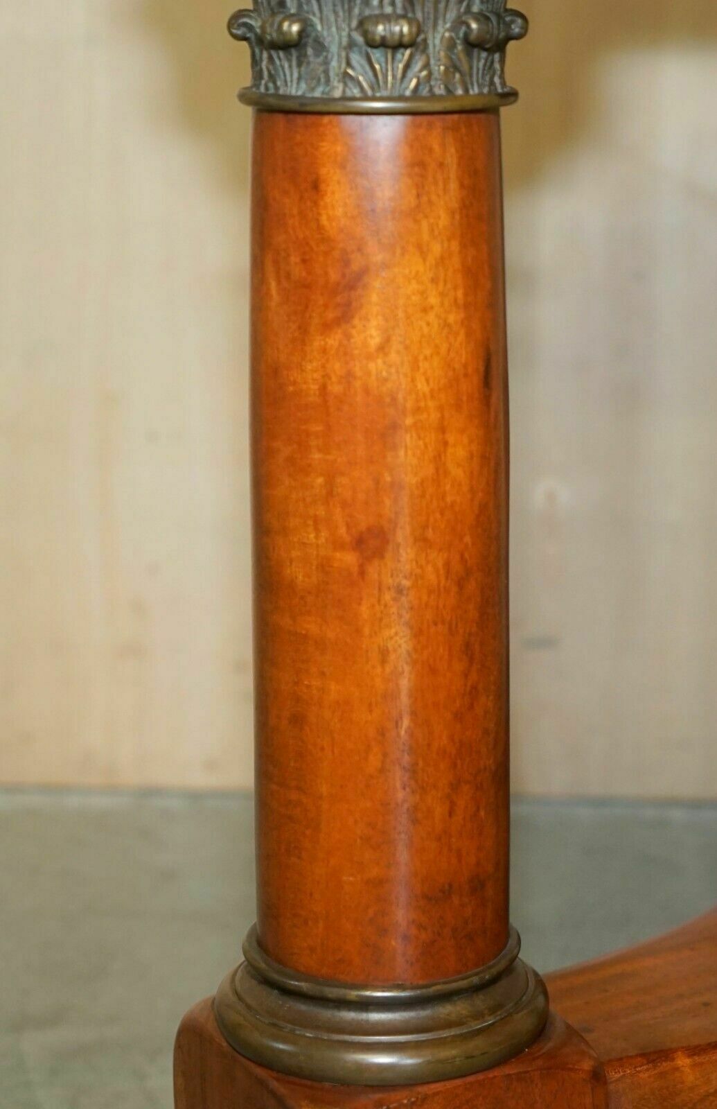 photo for sale Large Vintage French Oak, Bronzed Brass, Marble Top Occasional Side Wine Table
