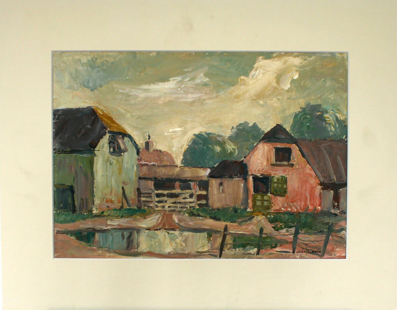Oil On Card By Jack Savage Farmyard Scene