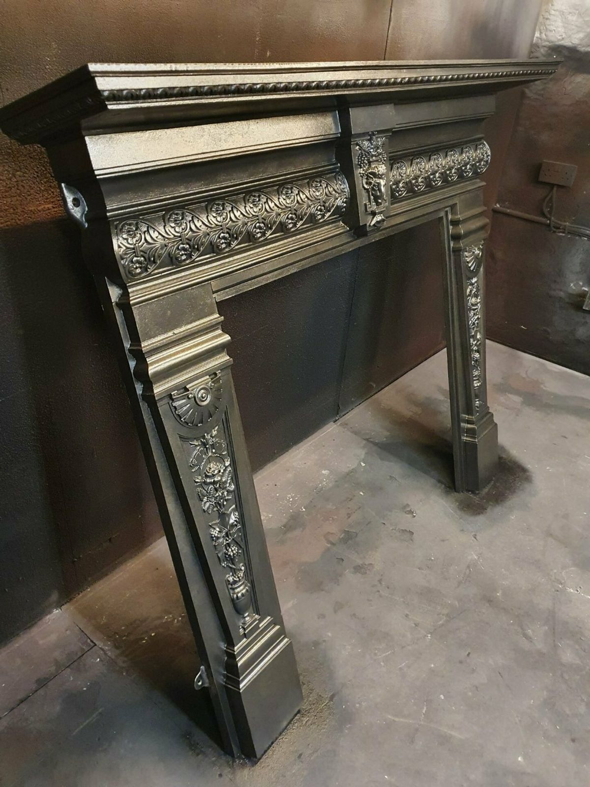 Ram's Head Original Victorian Cast Iron Fireplace Mantel 0403 photo furniture