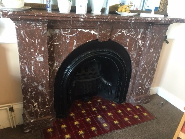 Royal Rouge Spandrel Scottish Fireplace Marble Mantel And Insert photo 9435.0