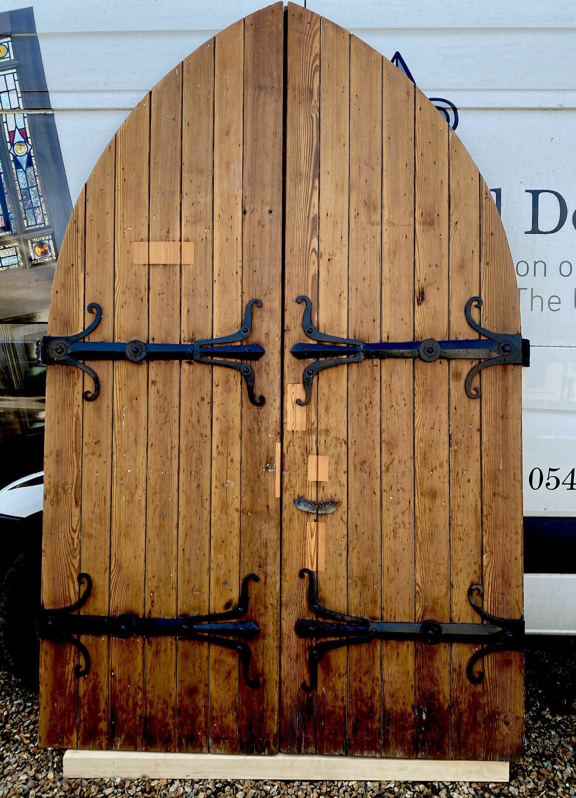 Large Tudor Gothic Church Doors Set Antique Period Iron Reclaimed Old Arched