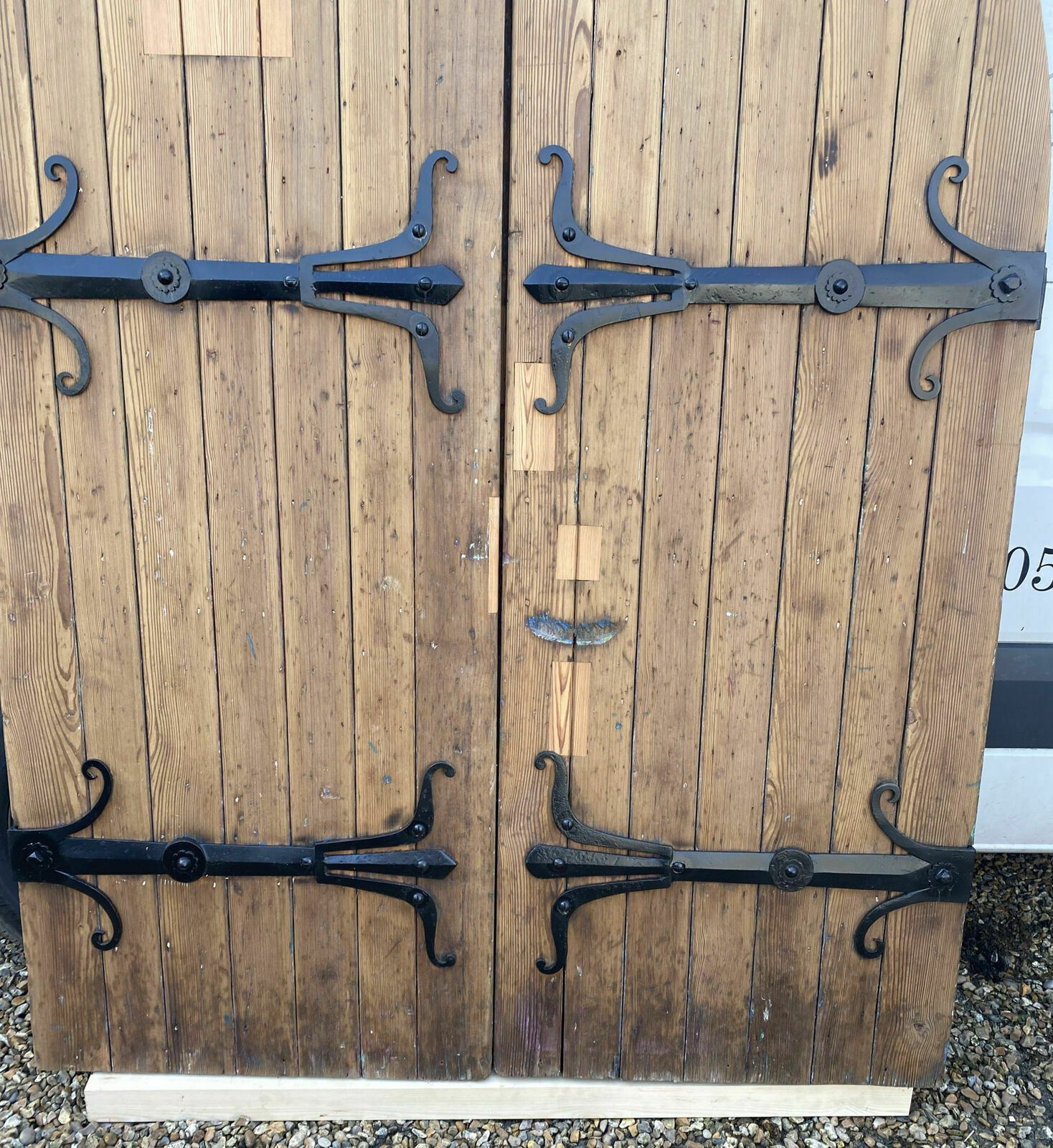 Large Tudor Gothic Church Doors Set Antique Period Iron Reclaimed Old Arched photo buy