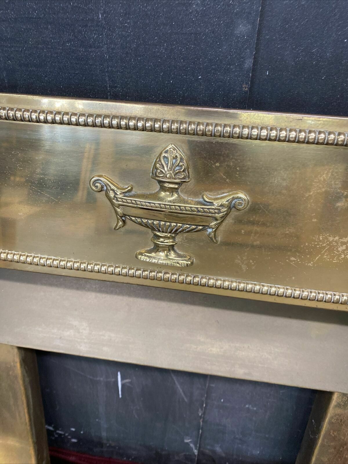 Rare Antique Victorian Brass Fire Insert Reclaimed Period C1900 Hearth Surround photo vinterior