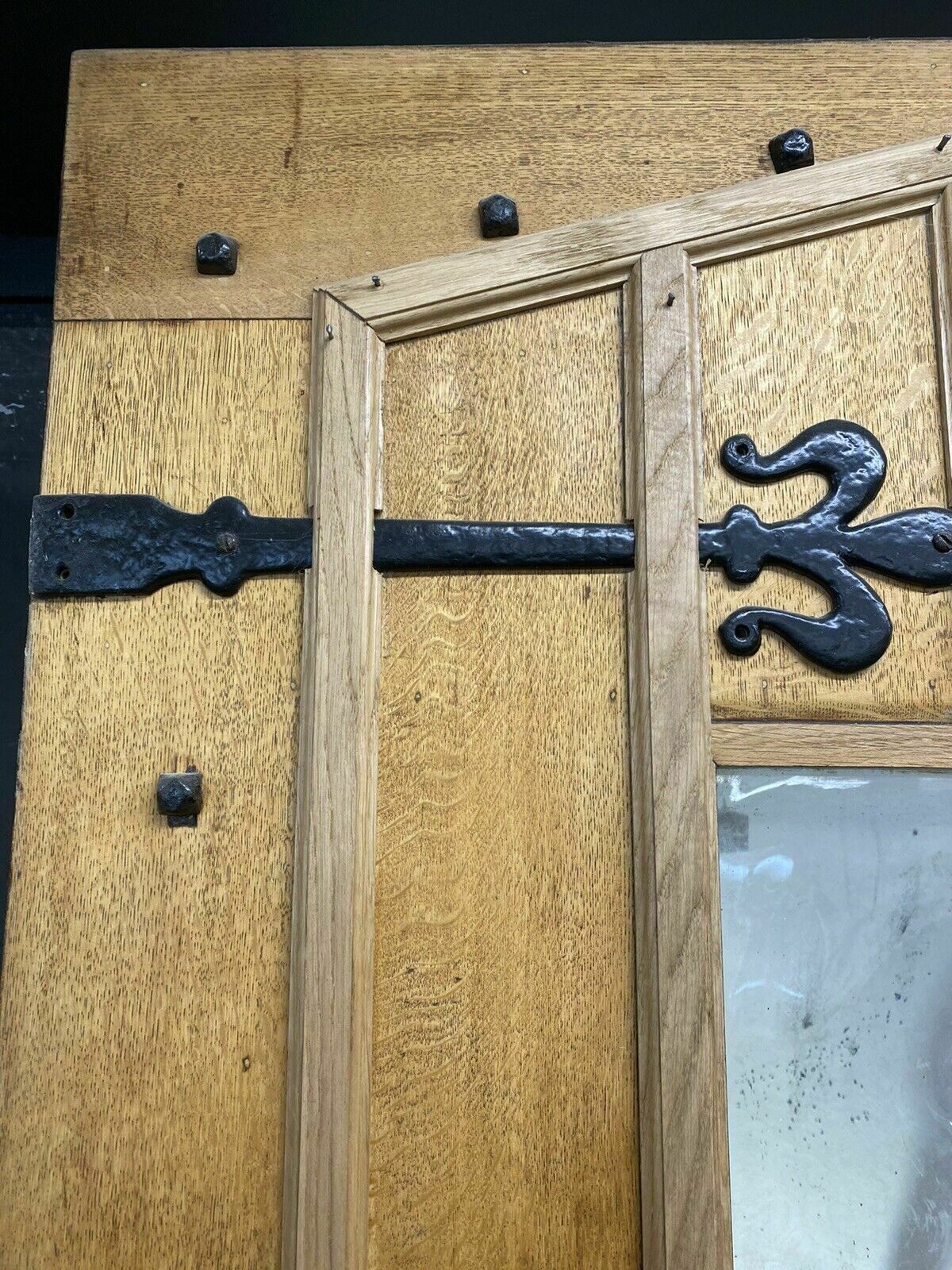 photo for sale Large Solid Oak Front Door Arts Crafts Old Period Antique Reclaimed Glass Wooden