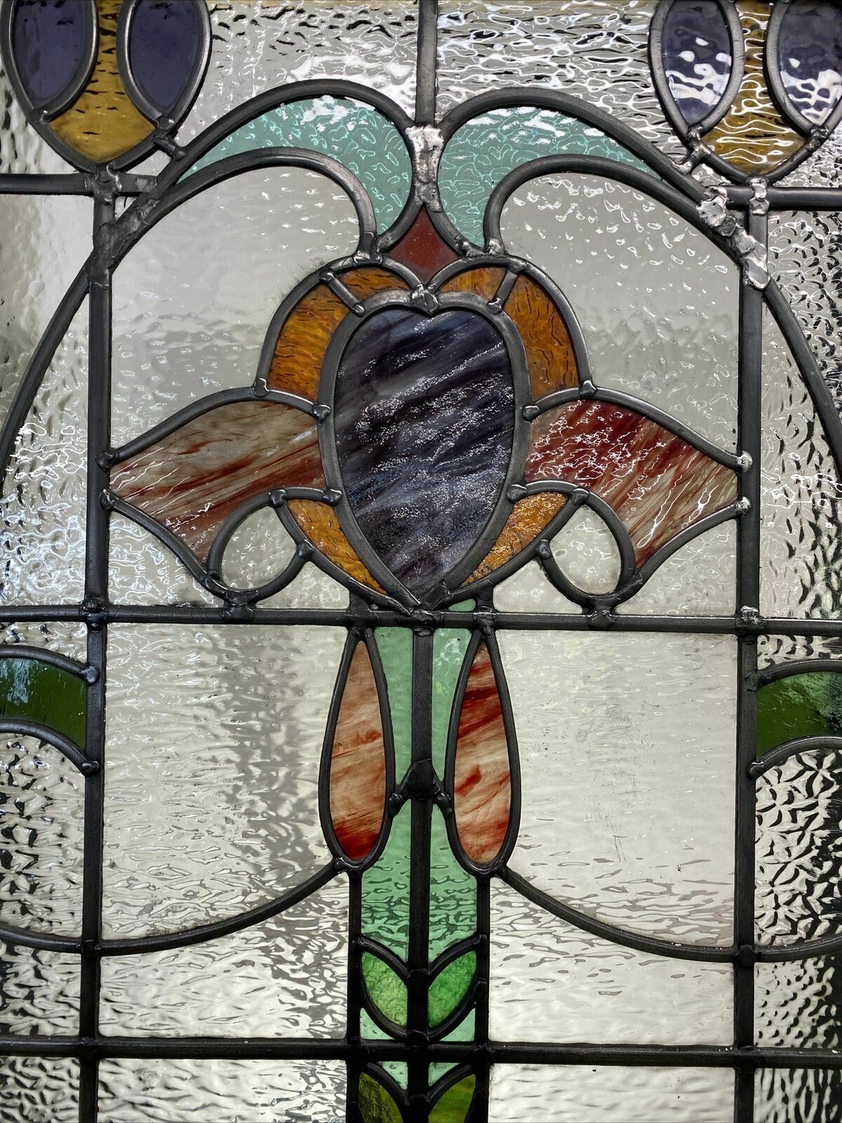 Large Victorian Stained Glass Front Door Antique Period Reclaimed Old Lead Wood photo vinterior