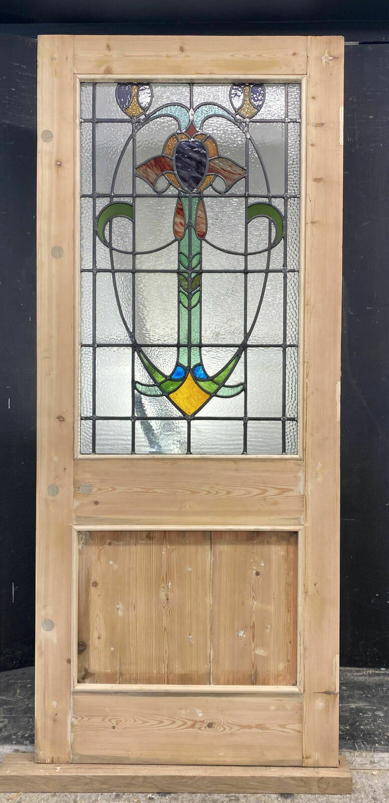 Large Victorian Stained Glass Front Door Antique Period Reclaimed Old Lead Wood photo buy