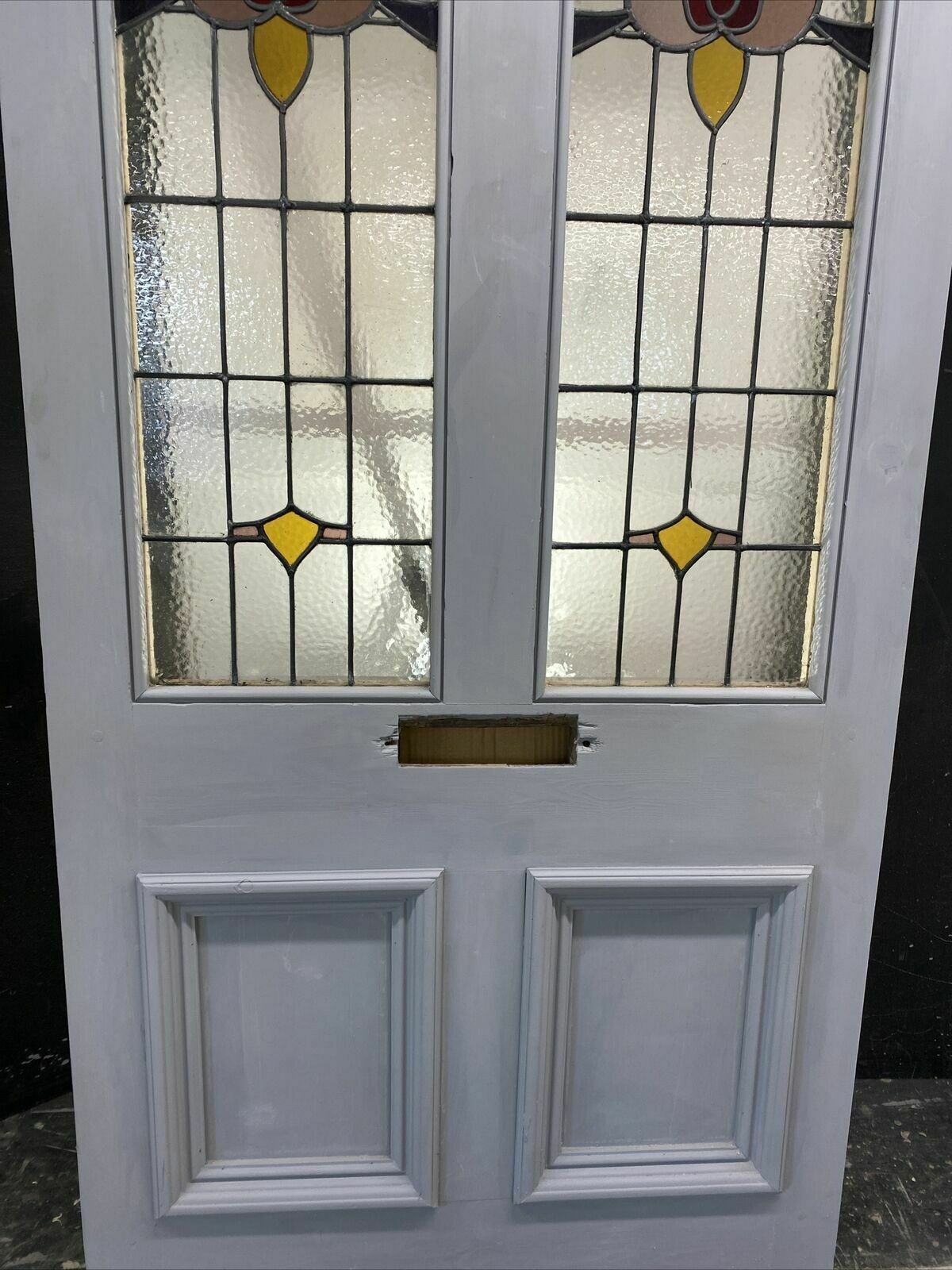 Xl Victorian Stained Glass Front Door Antique Period Reclaimed Old Lead Wood photo Home Fixtures
