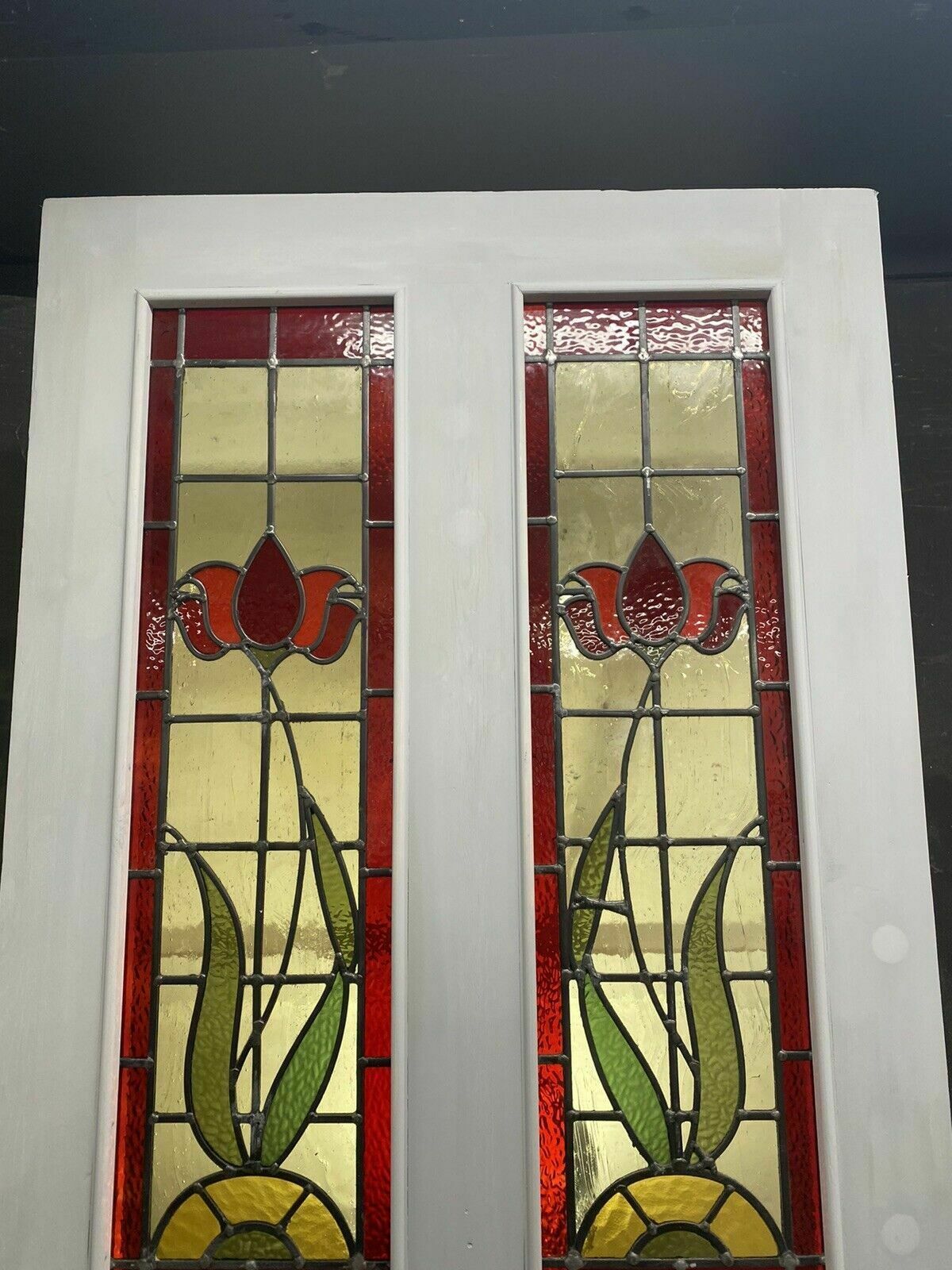 Large Victorian Stained Glass Front Door Old Reclaimed Antique Glass Period Lead photo furniture