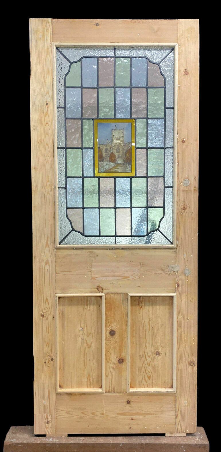 Victorian Stained Glass Front Door Antique Period Reclaimed Old Leaded Wood Pine photo buy