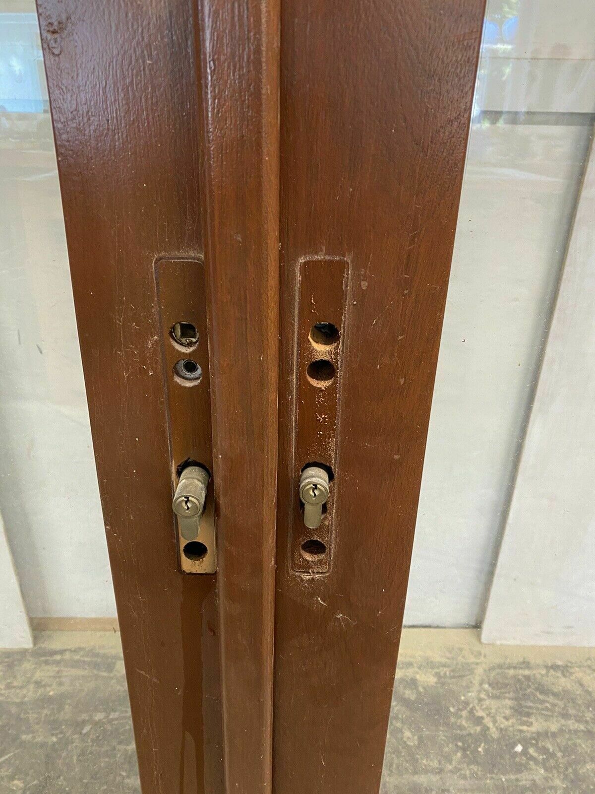 Solid French Mahogany Double Glazed Door Set Period Reclaimed Arched Key Handles photo buy