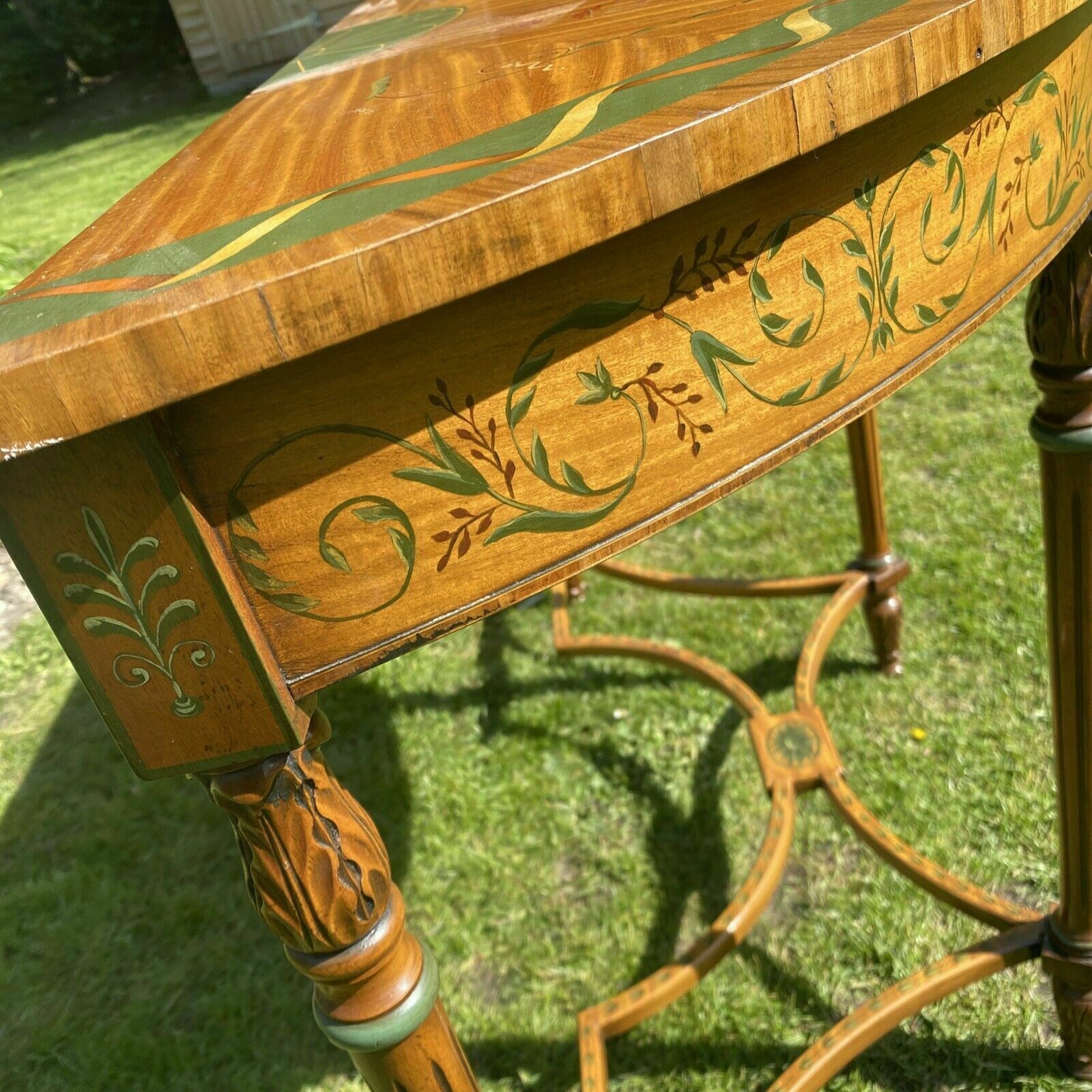 Exquisite Brights Of Nettlebed Hand Painted Console Table Antique Period Burr photo buy