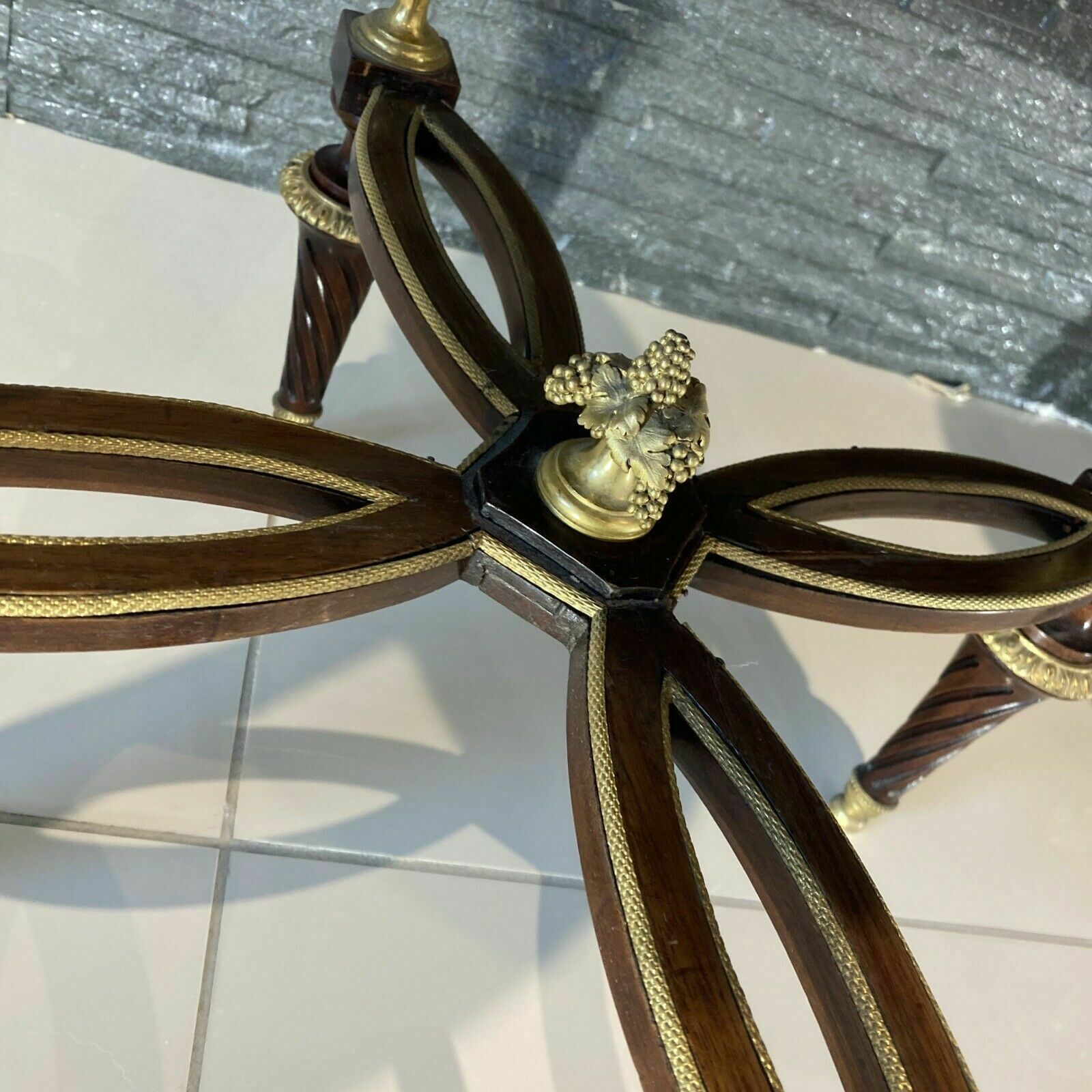 2 French Louis XV Style Ormolu Mounted And Marquetry Gueridon Side Table Marble photo buy