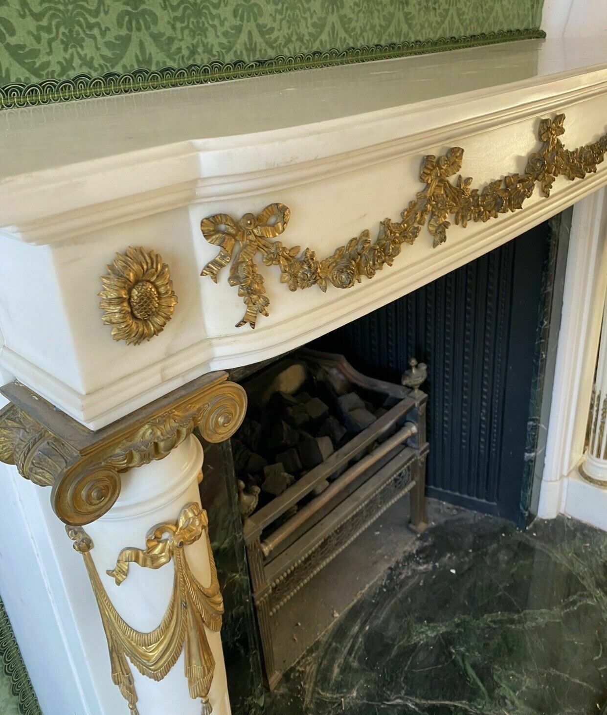 Carved Marble Empire & Ormolu Fireplace Reclaimed Period Antique Hearth Surround photo 49560.0