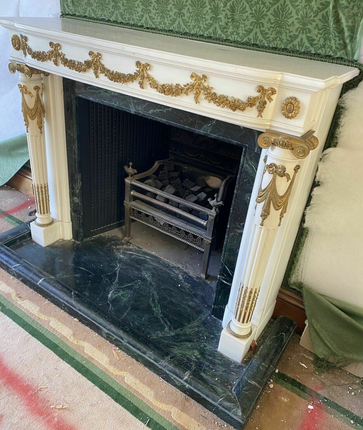 Home Fixtures Carved Marble Empire & Ormolu Fireplace Reclaimed Period Antique Hearth Surround photo