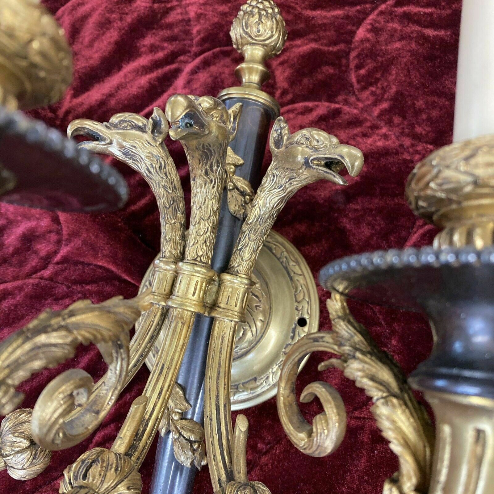 Set 2 Pair Antique Gilt Bronze Wall Sconces Lights Louis XV 19th Century Brass photo Lighting