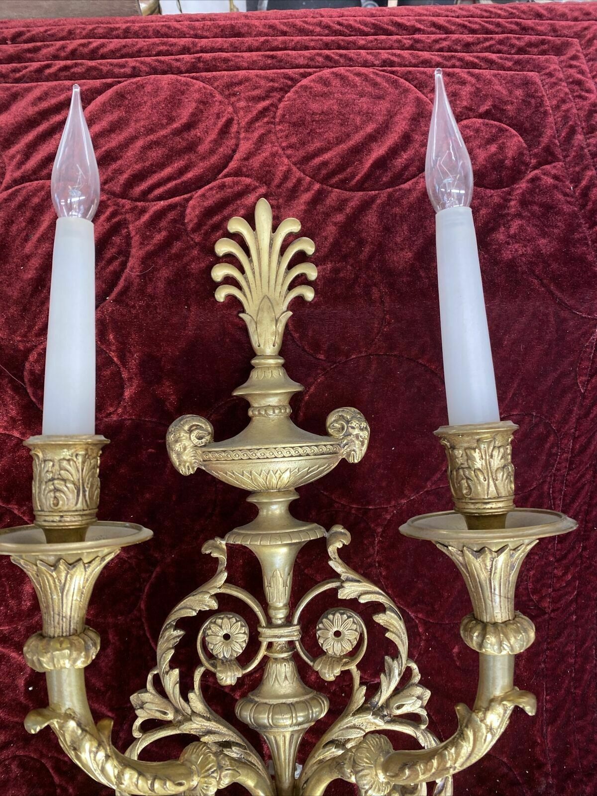 photo furniture Set 3 Large Antique Gold Gilt Brass Wall Sconces Lights Louis XV 19th Century