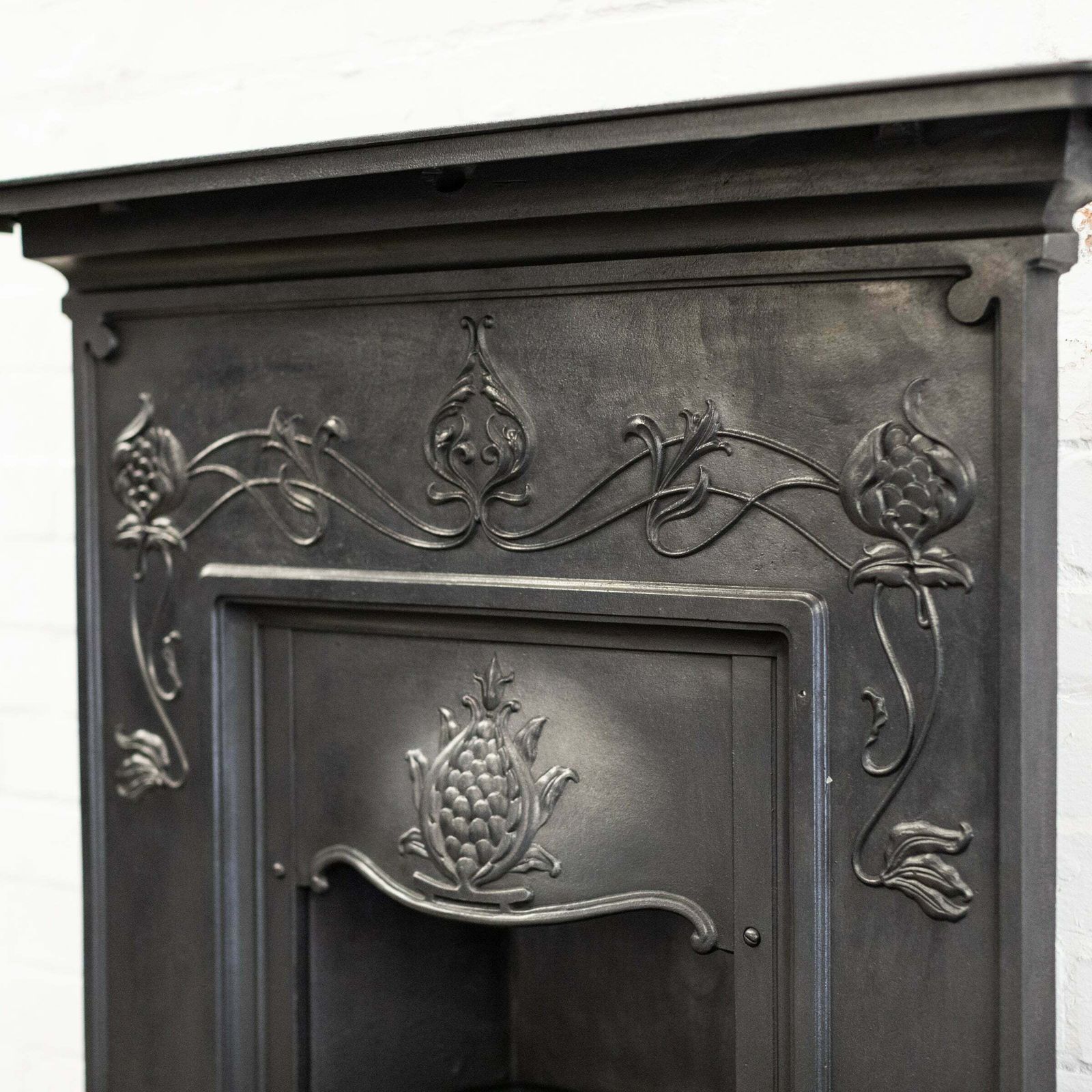 Antique Art Nouveau Cast Iron Combination Fireplace photo buy