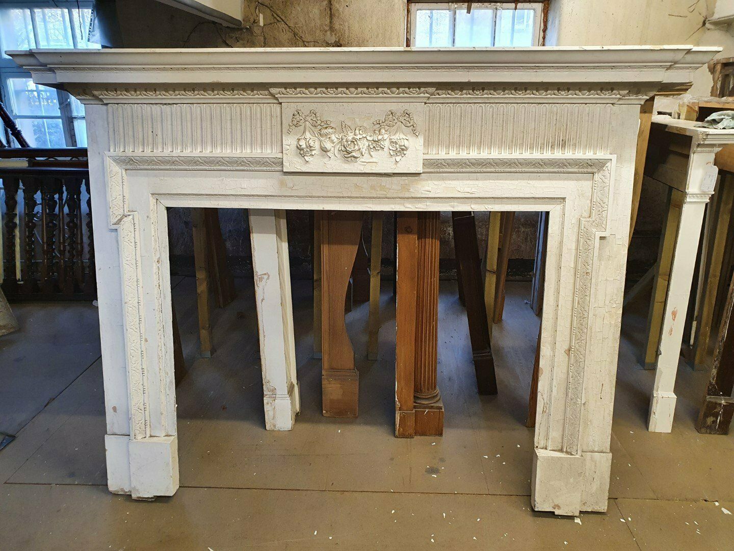 Unrestored Large Scottish Original Wooden Fireplace Mantel