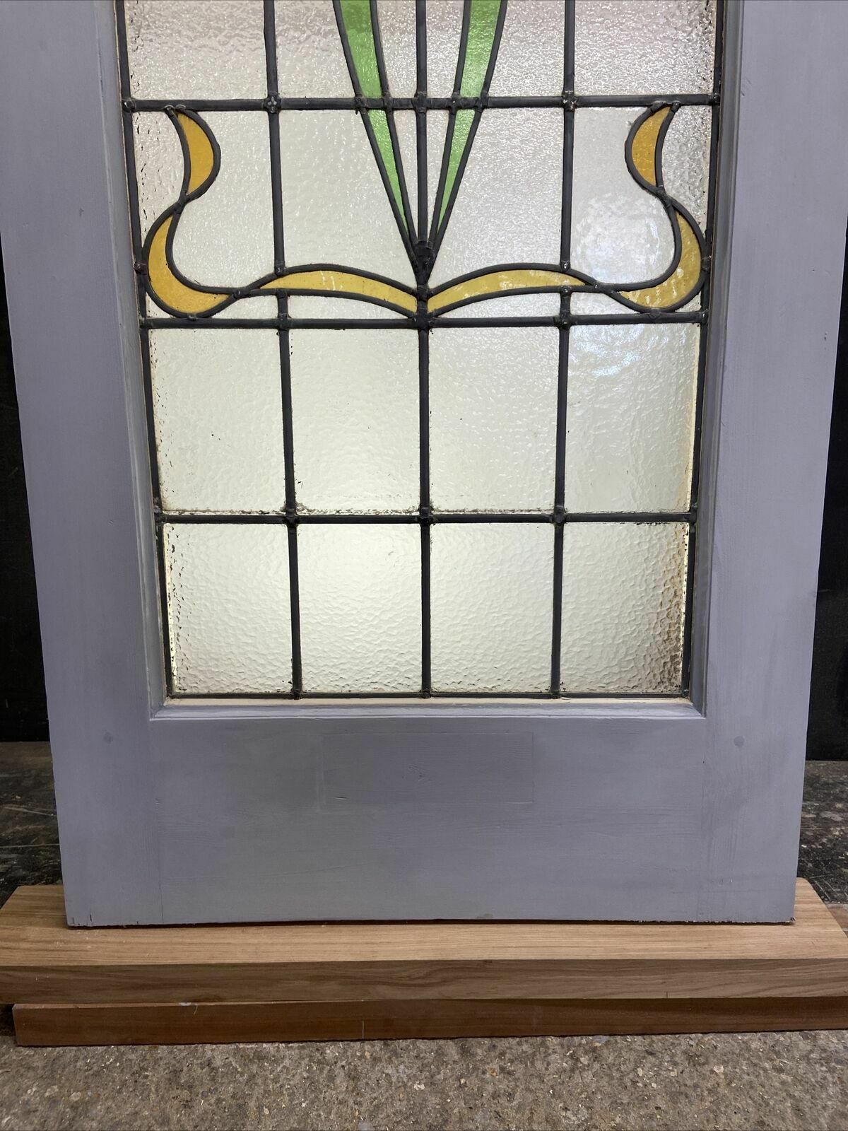Victorian Front Door Period Stained Glass Old Reclaimed Antique Wood Lead
