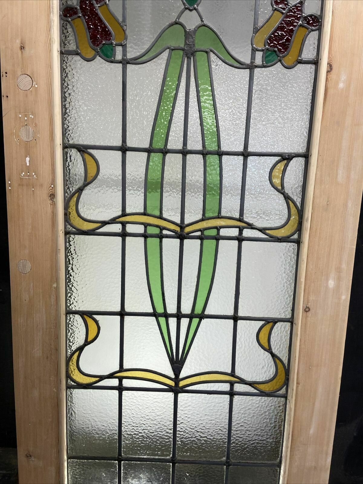 Victorian Front Door Period Stained Glass Old Reclaimed Antique Wood Lead photo vinterior