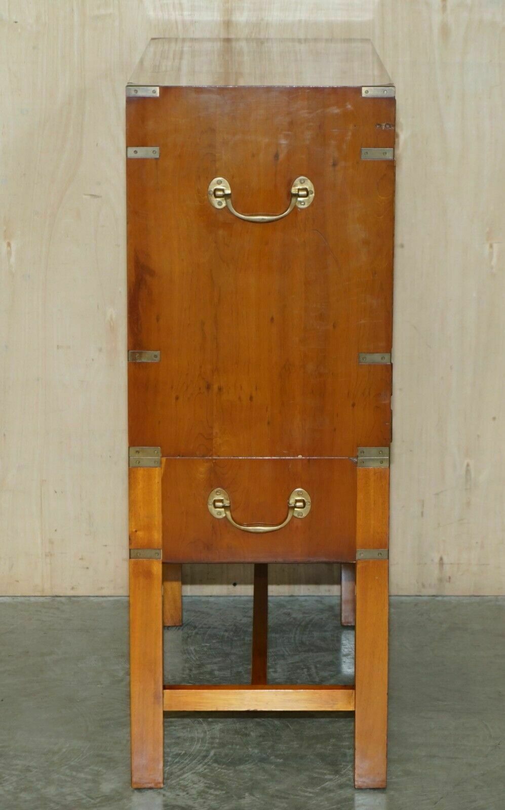 2950.0 Harrods Kennedy Burr Yew Wood Green Leather Secrataire Desk Chest Of Drawers photo
