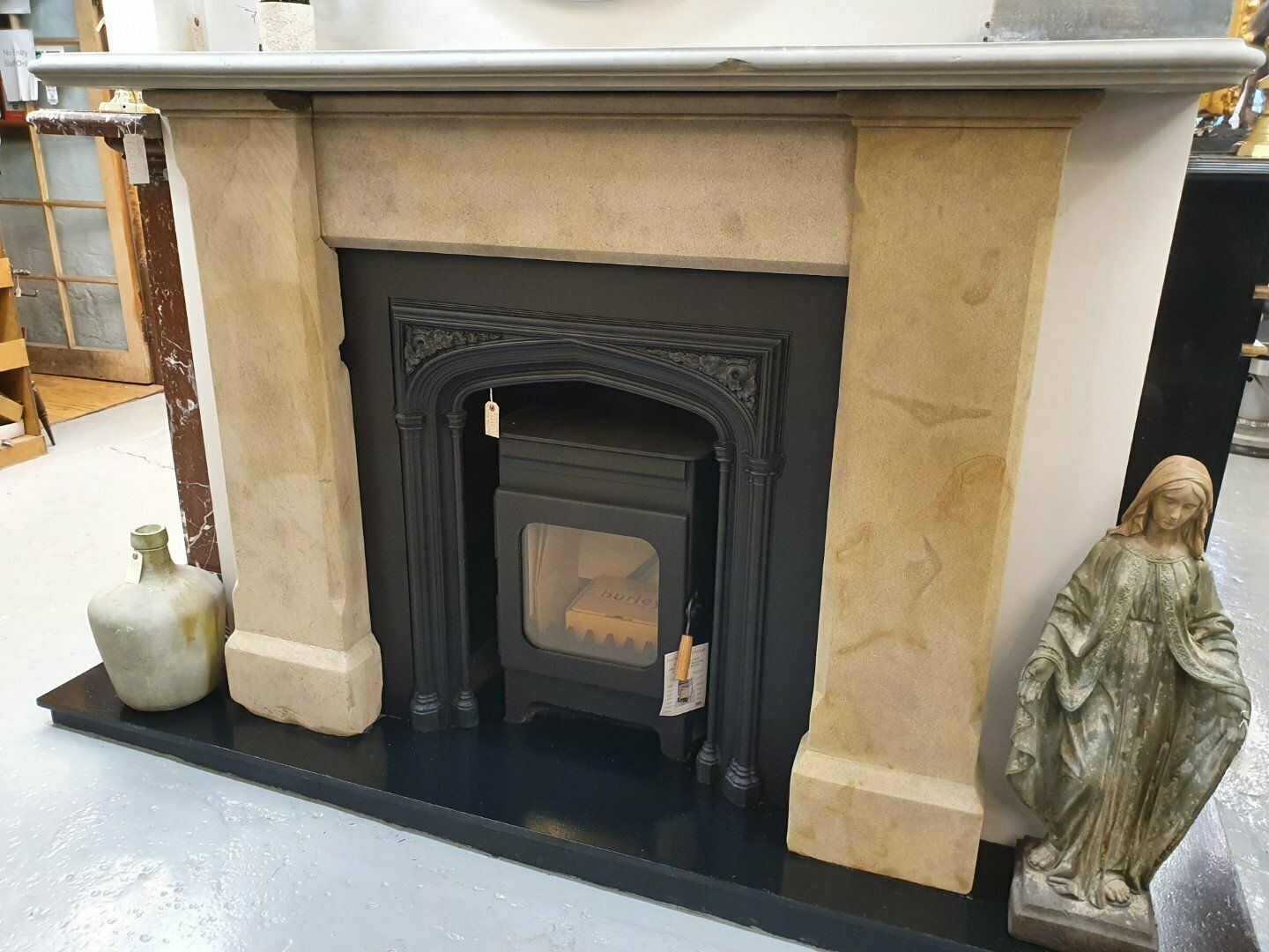 Original Scottish Stone Fireplace Mantel, 1800s, Antique photo furniture