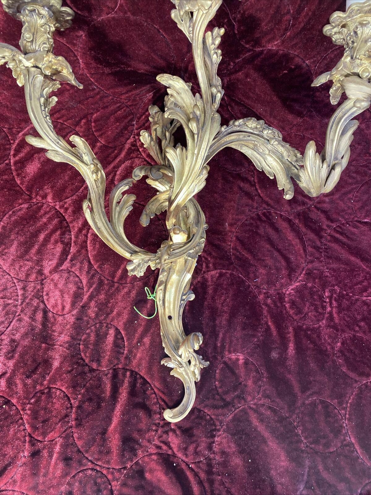 photo furniture Set 2 Large Antique Gold Gilt Brass Wall Sconces Lights Louis XV 19th Century