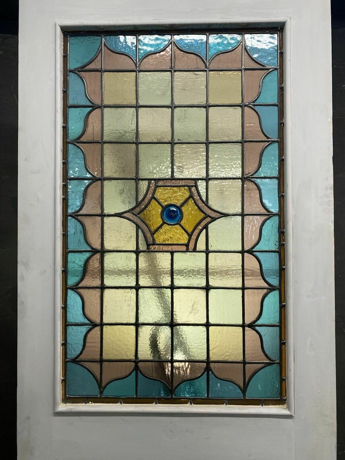 Victorian Stained Glass Front Door Old Reclaimed Antique Glass Period Lead Wood photo for sale