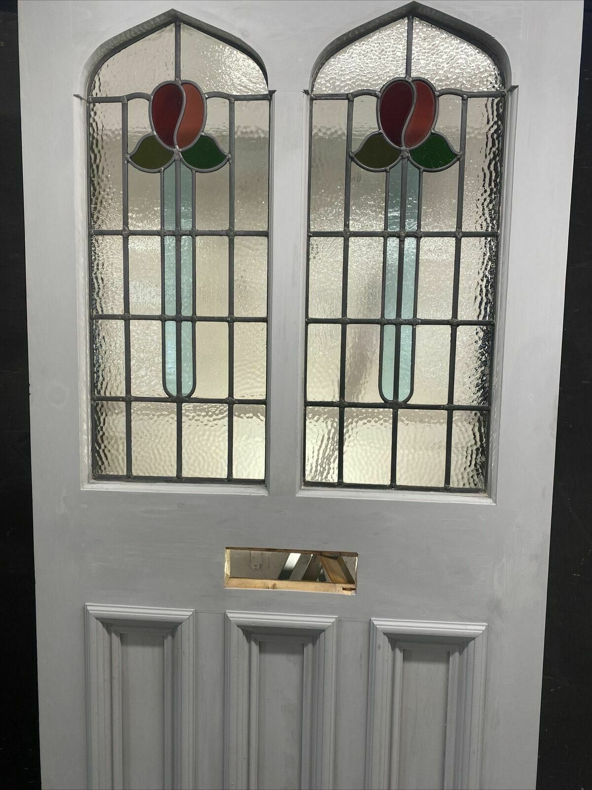 Large Victorian Stained Glass Front Door Antique Period Reclaimed Old Lead Wood photo for sale