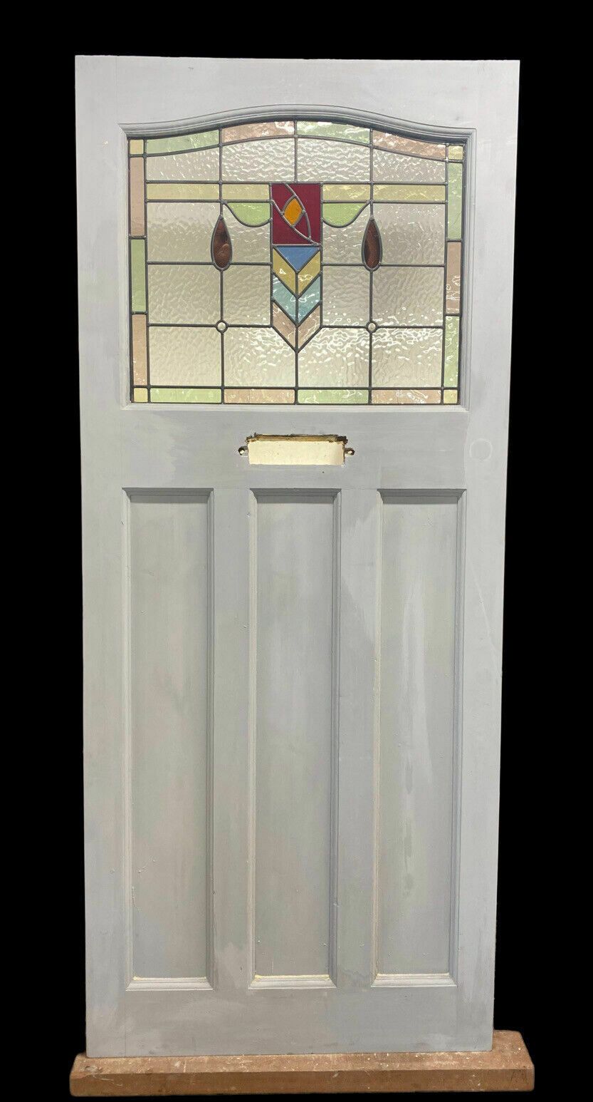 Large Edwardian Front Door Period Stained Glass Old Reclaimed Antique Lead Wood