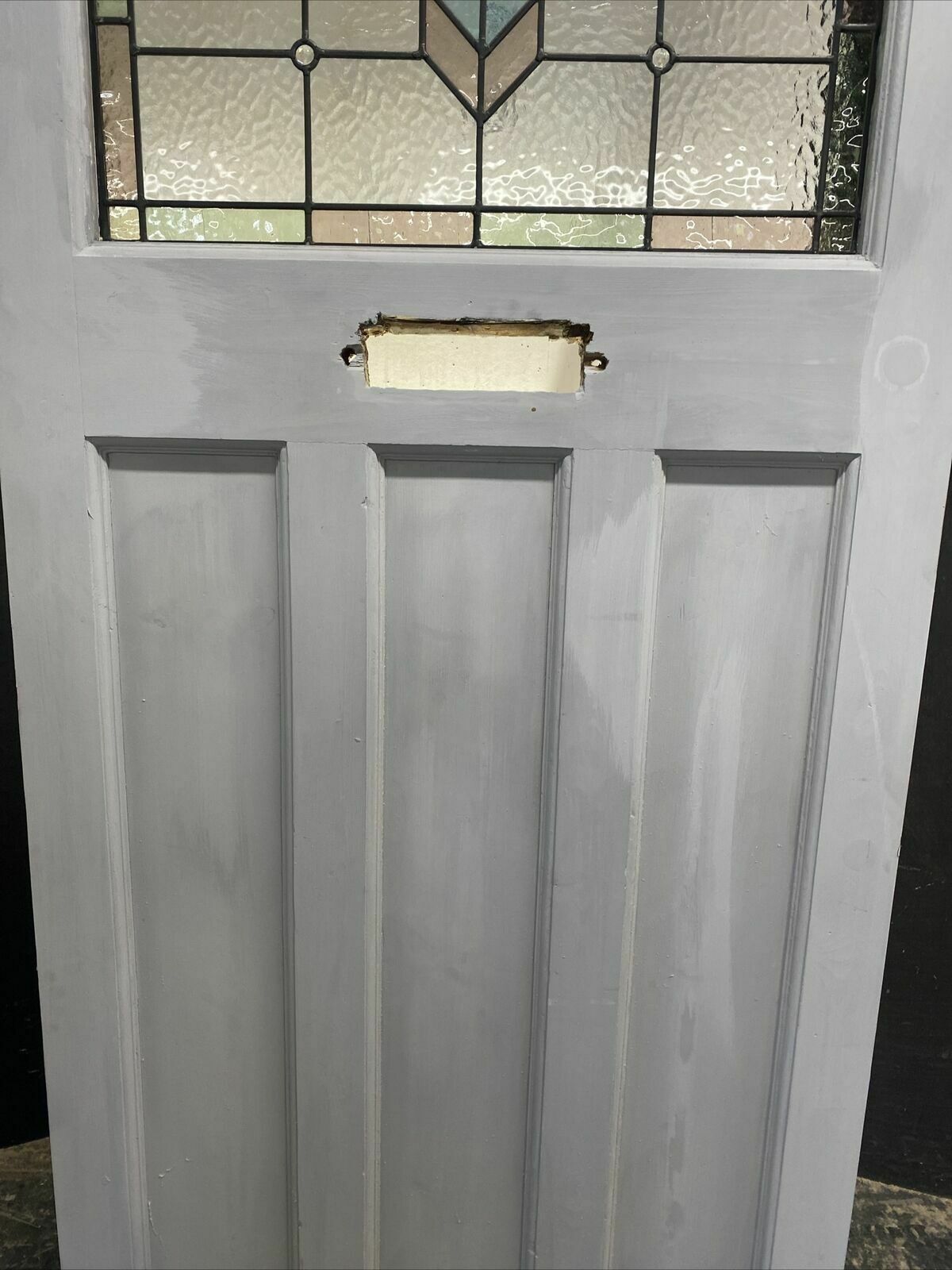 Large Edwardian Front Door Period Stained Glass Old Reclaimed Antique Lead Wood photo Home Fixtures