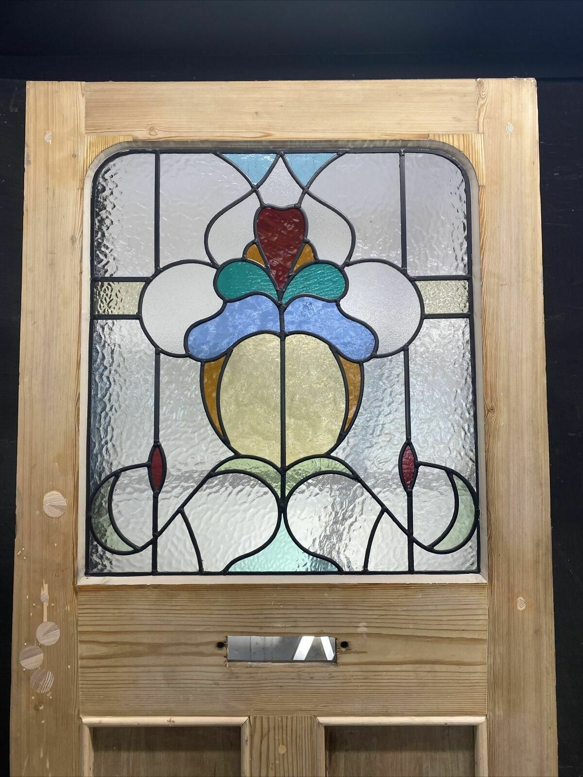 Edwardian Front Door Period Stained Glass Old Reclaimed Antique Lead Wood Pine photo buy