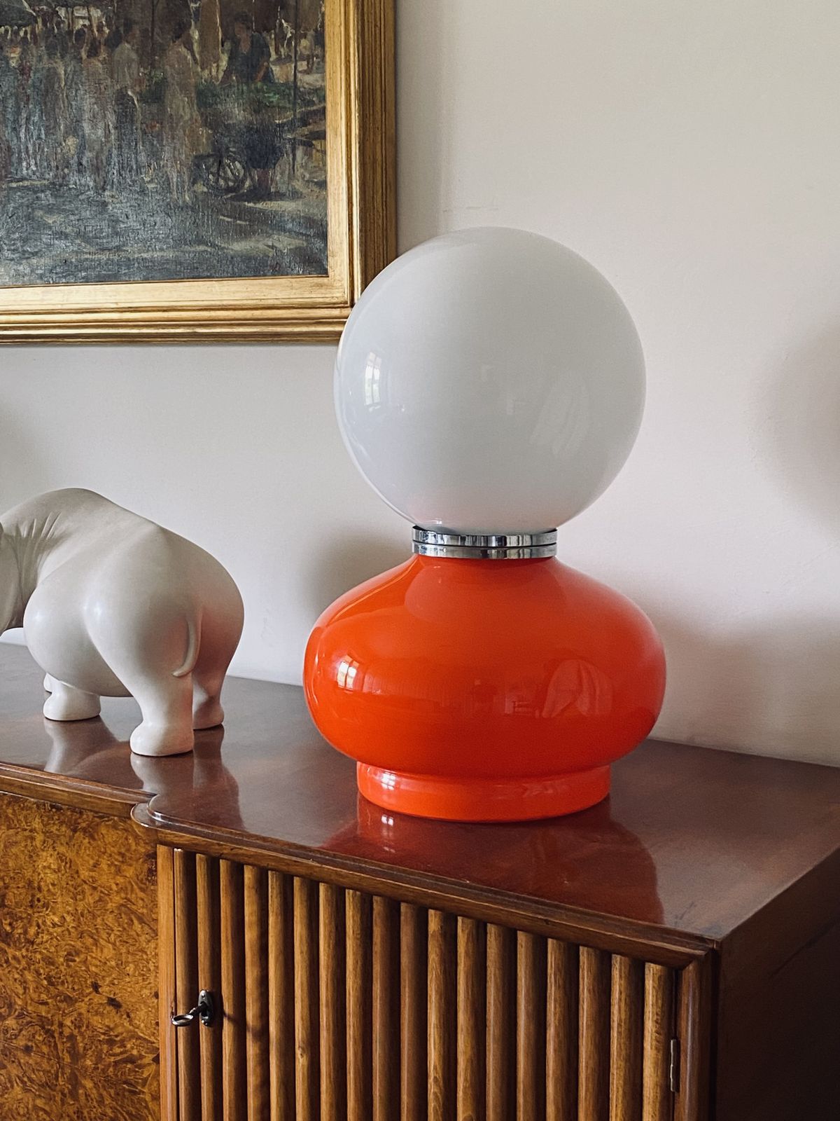 Carlo Nason, Space Age Red Murano Glass Table Lamp, Av Mazzega, 1970s photo buy