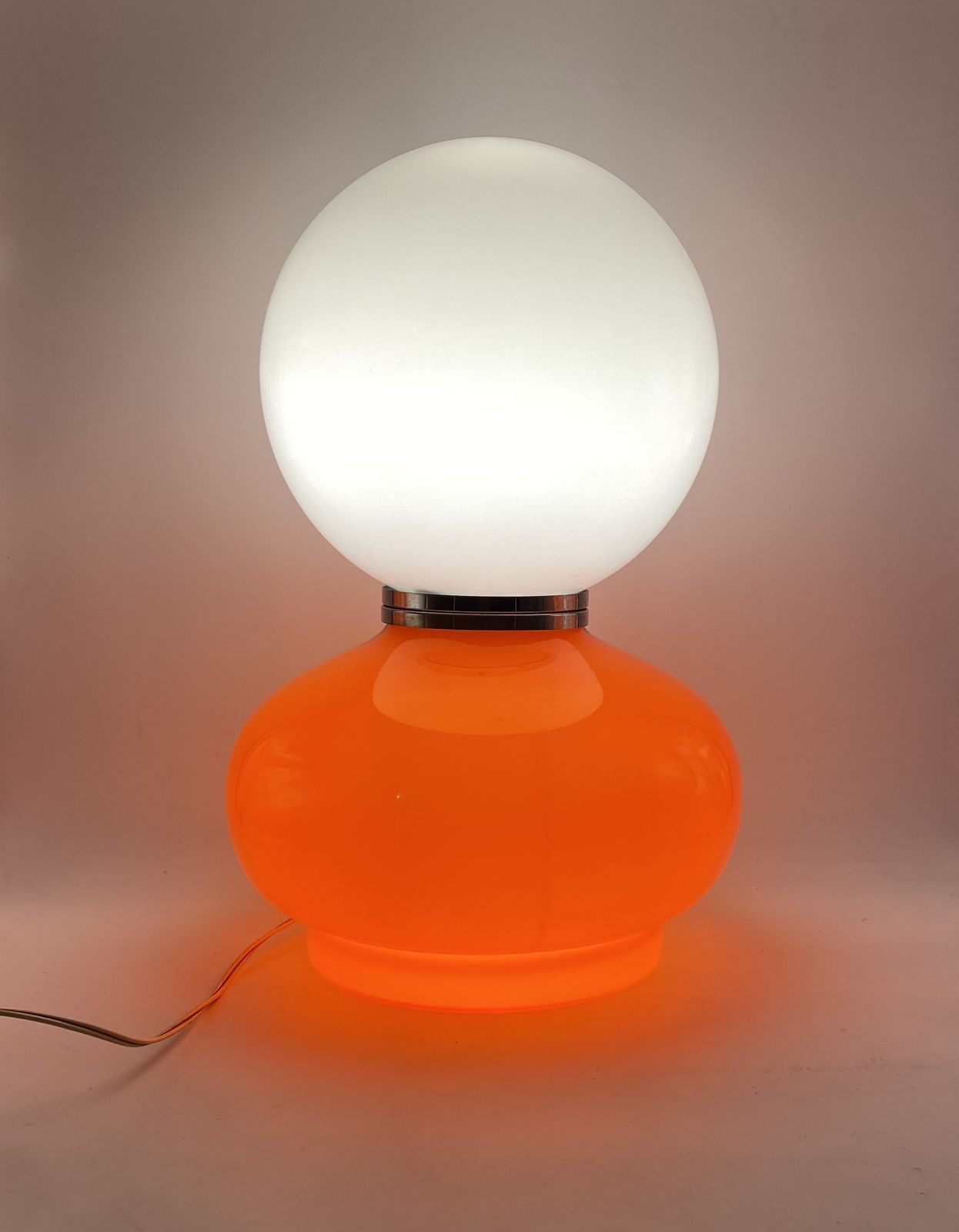 photo vinterior Carlo Nason, Space Age Red Murano Glass Table Lamp, Av Mazzega, 1970s