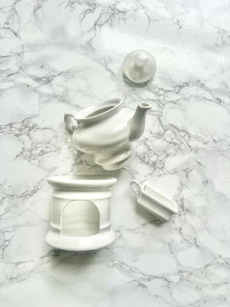 Antique Porcelain Herbal Tea Maker In White Porcelain   French Coffee Maker Teapot Kitchen Rustic France Limoges Porcelain