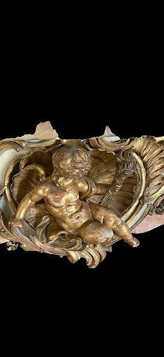 Rare Marble & Gilt Wood Antique Fire Surround Fireplace Reclaimed Royal Prov photo for sale