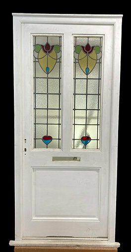 Large Victorian Stained Glass Front Door  Frame Antique Period Reclaimed Old