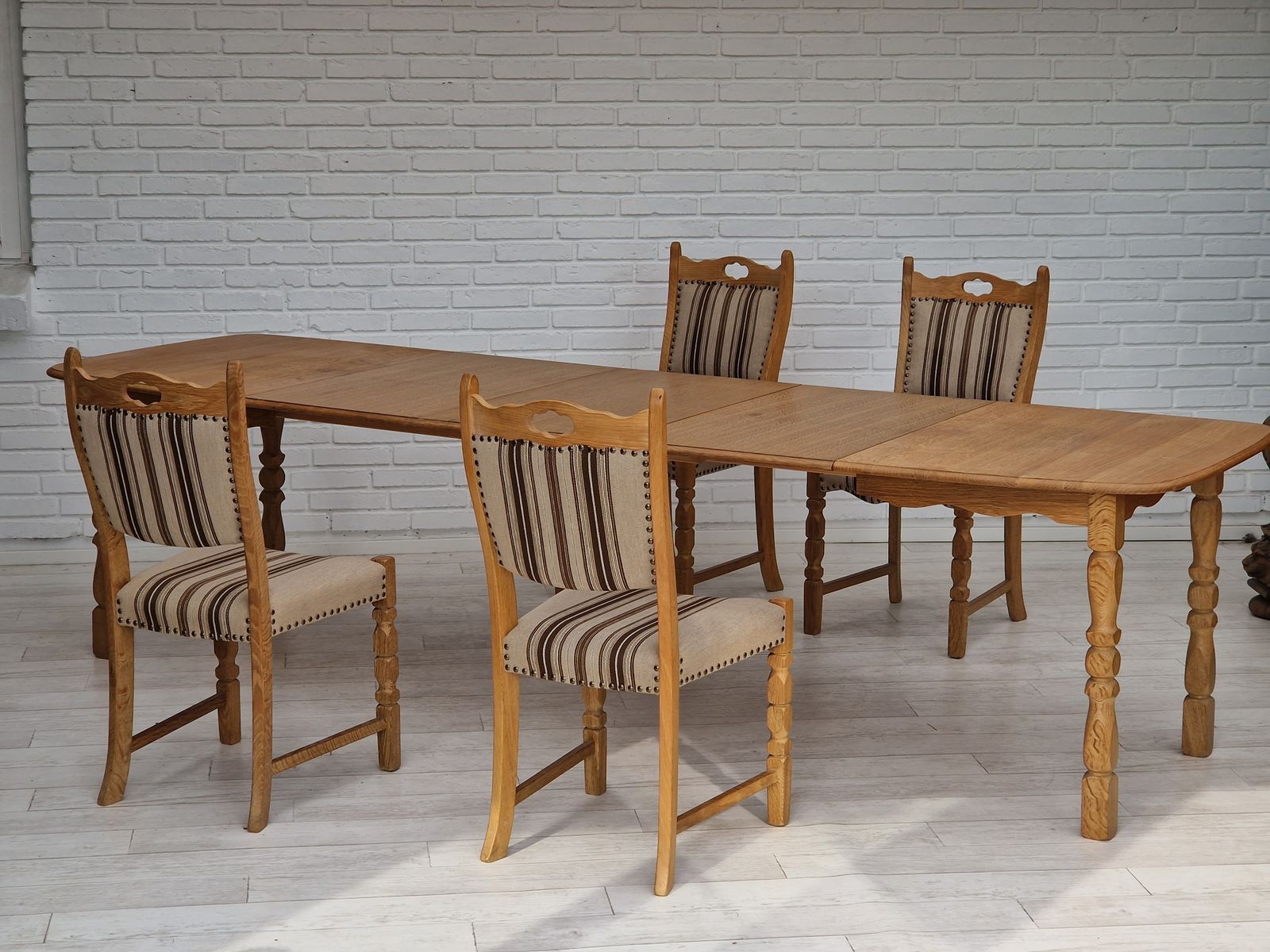 1970s, Danish Design, Dinning Set Of Table And Four Chairs, Oak Wood, Wool. photo buy